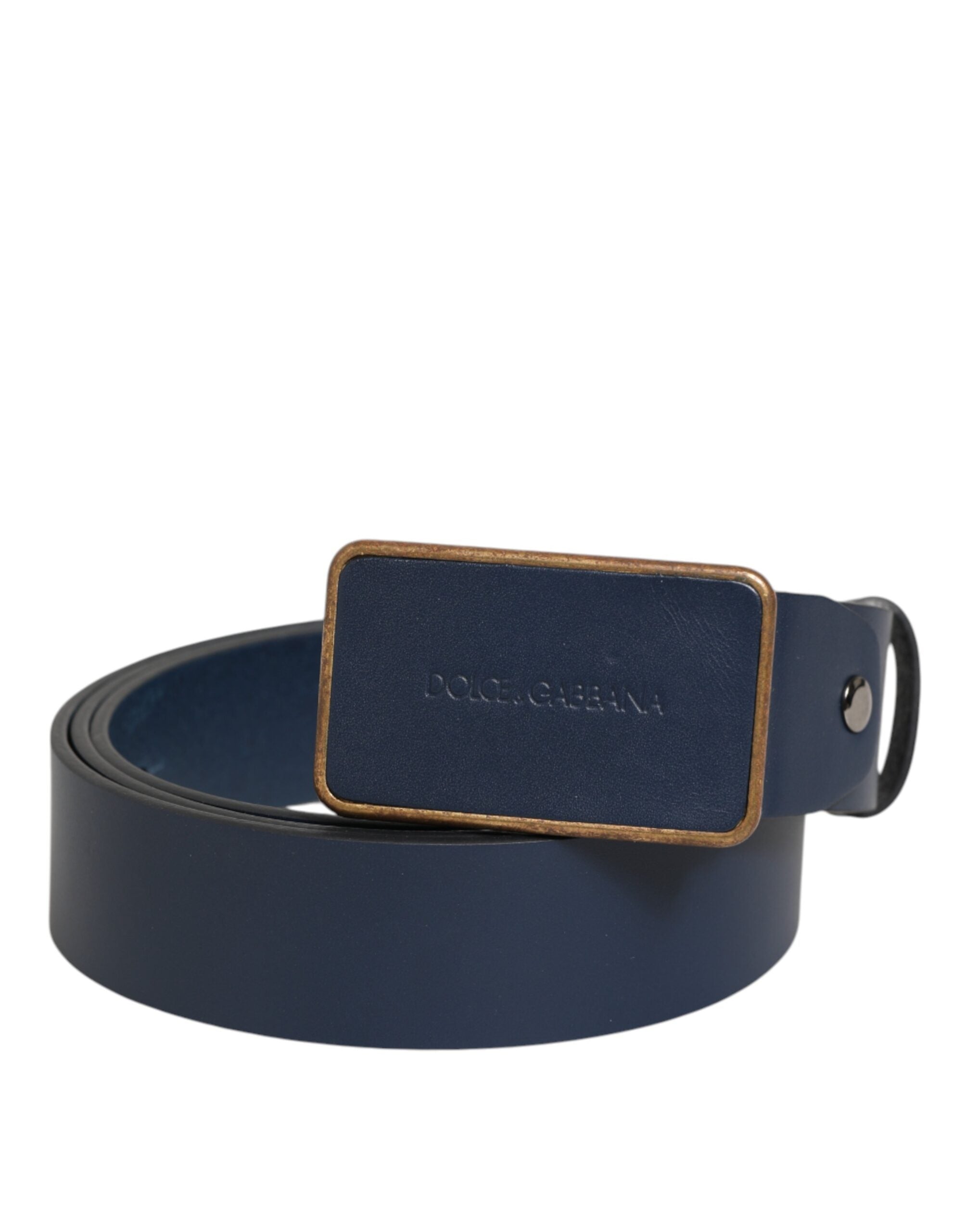 Dolce & Gabbana Blue Leather Classic Metal Logo Buckle Belt Dolce & Gabbana