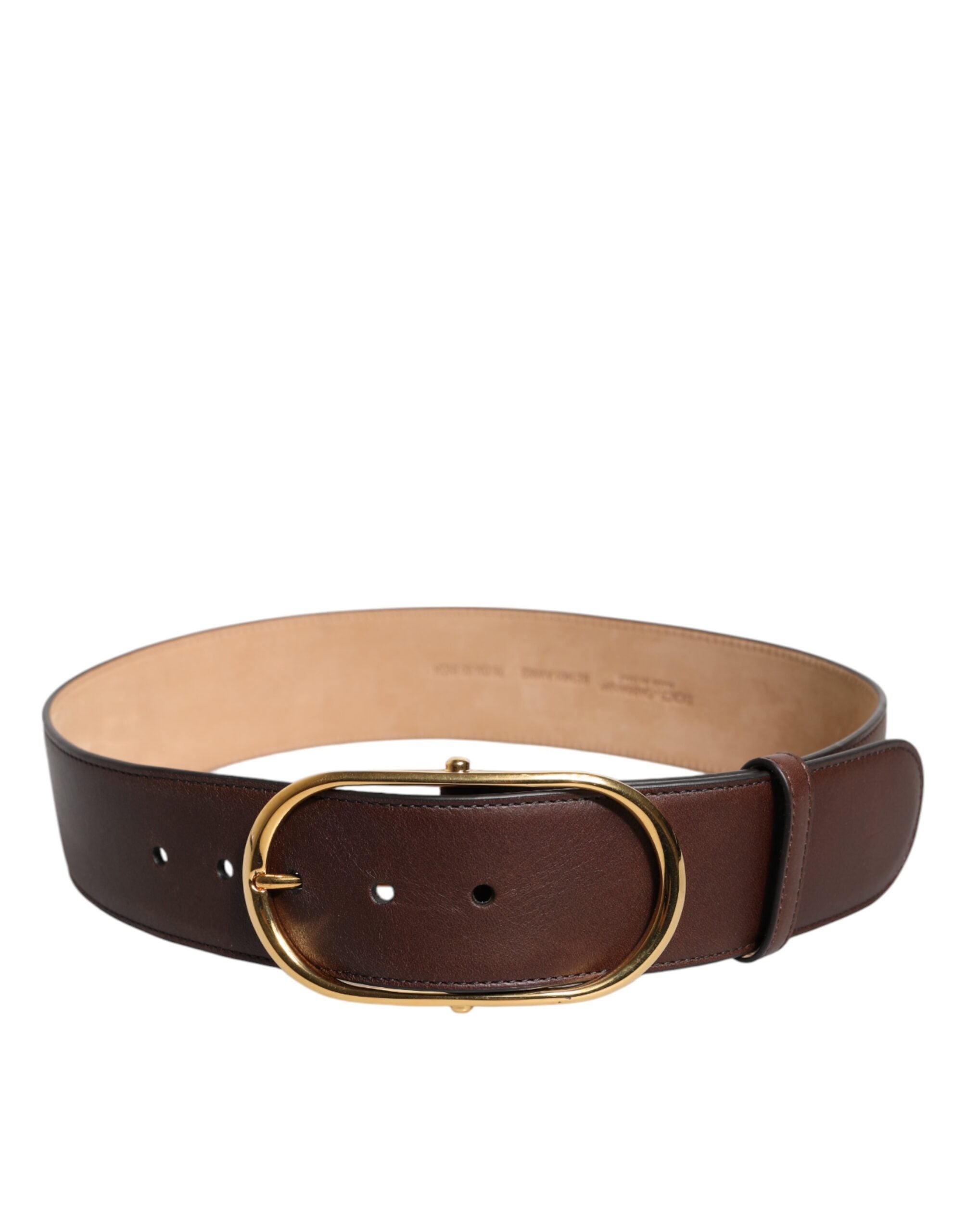 Dolce & Gabbana Brown Leather Classic Metal Oval Buckle Belt Dolce & Gabbana