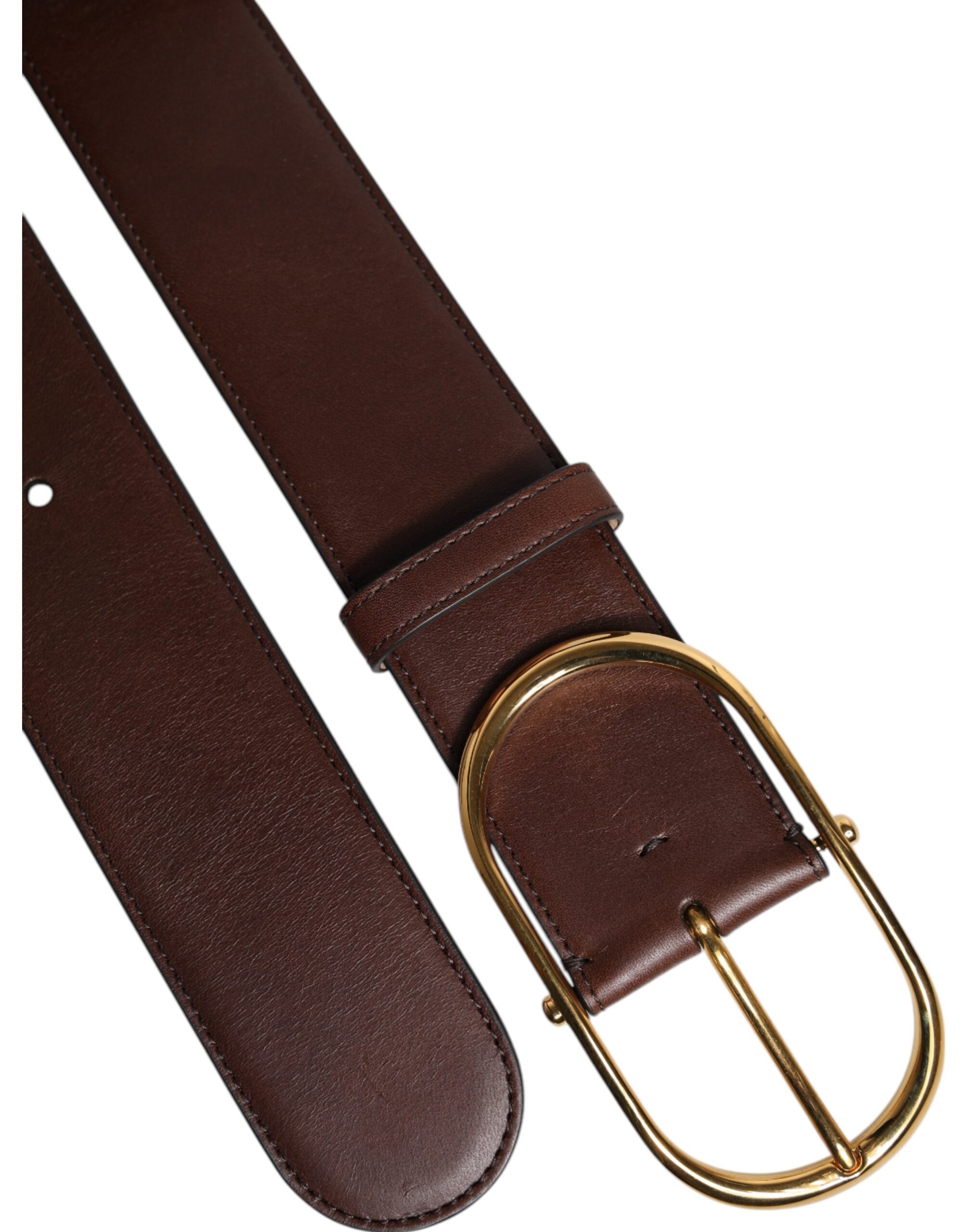 Dolce & Gabbana Brown Leather Classic Metal Oval Buckle Belt Dolce & Gabbana