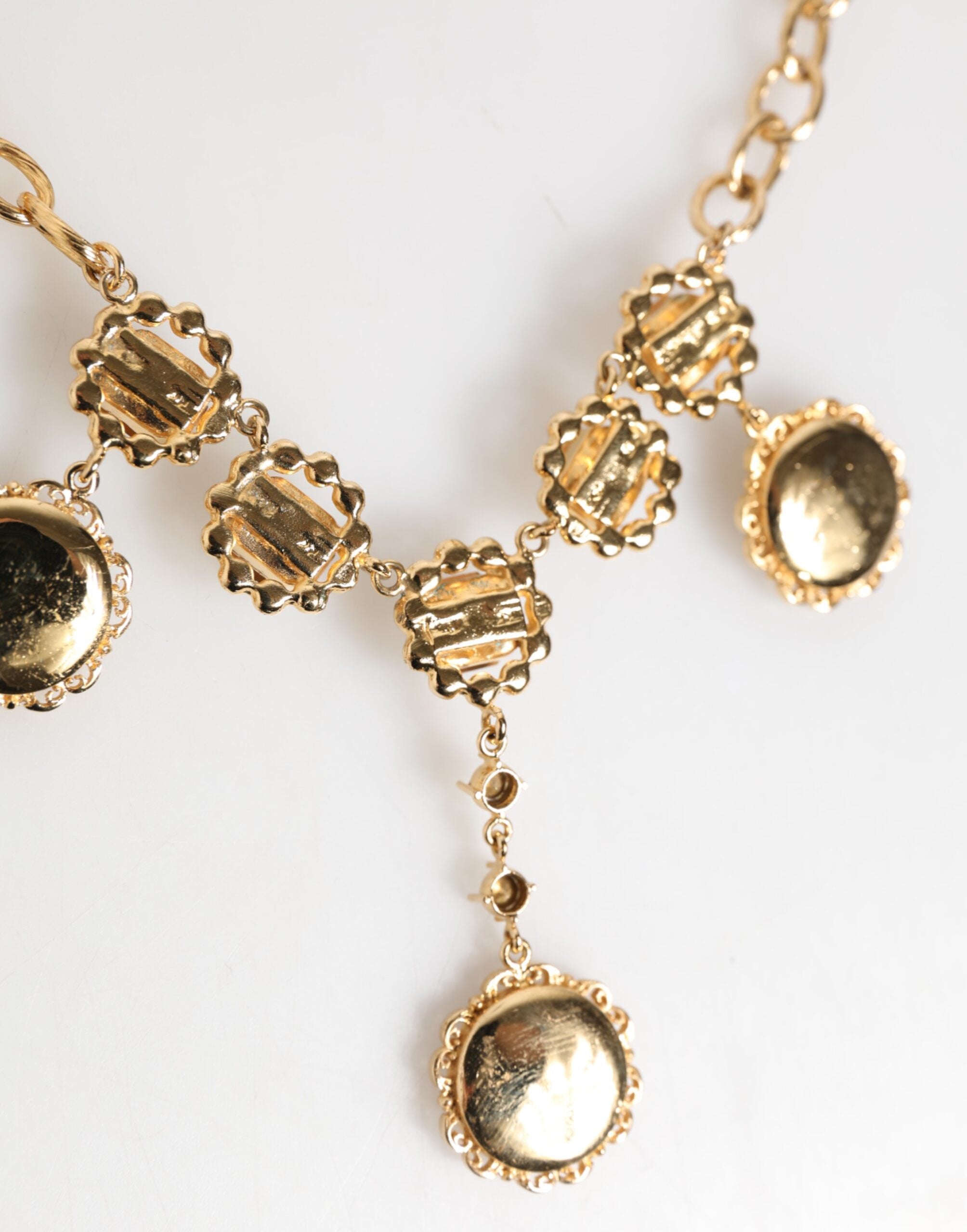 Dolce & Gabbana Gold Crystal Clock Pendant Statement Jewelry Necklace Dolce & Gabbana