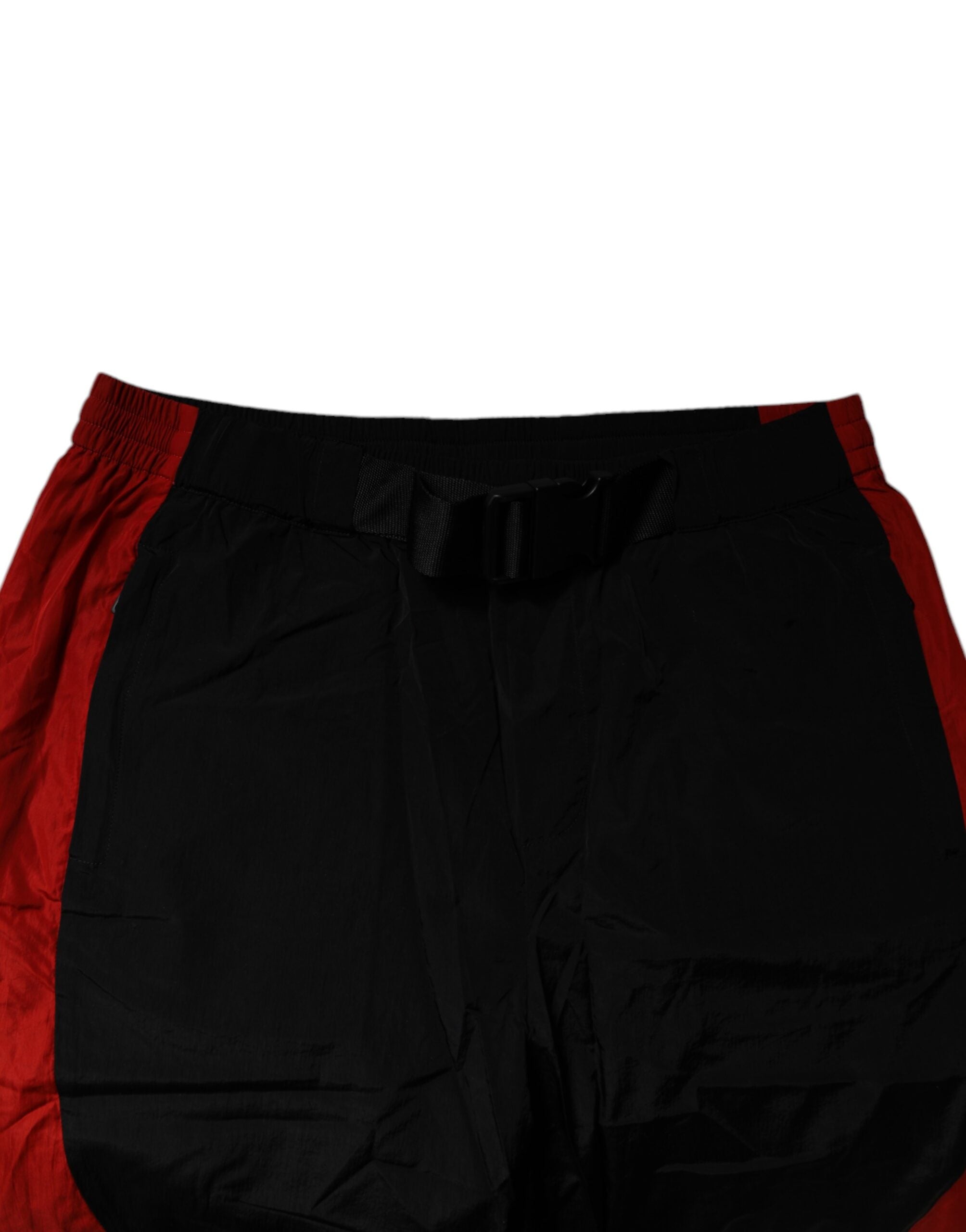 Dolce & Gabbana Black Red Leopard Print Nylon Jogger Pants Dolce & Gabbana