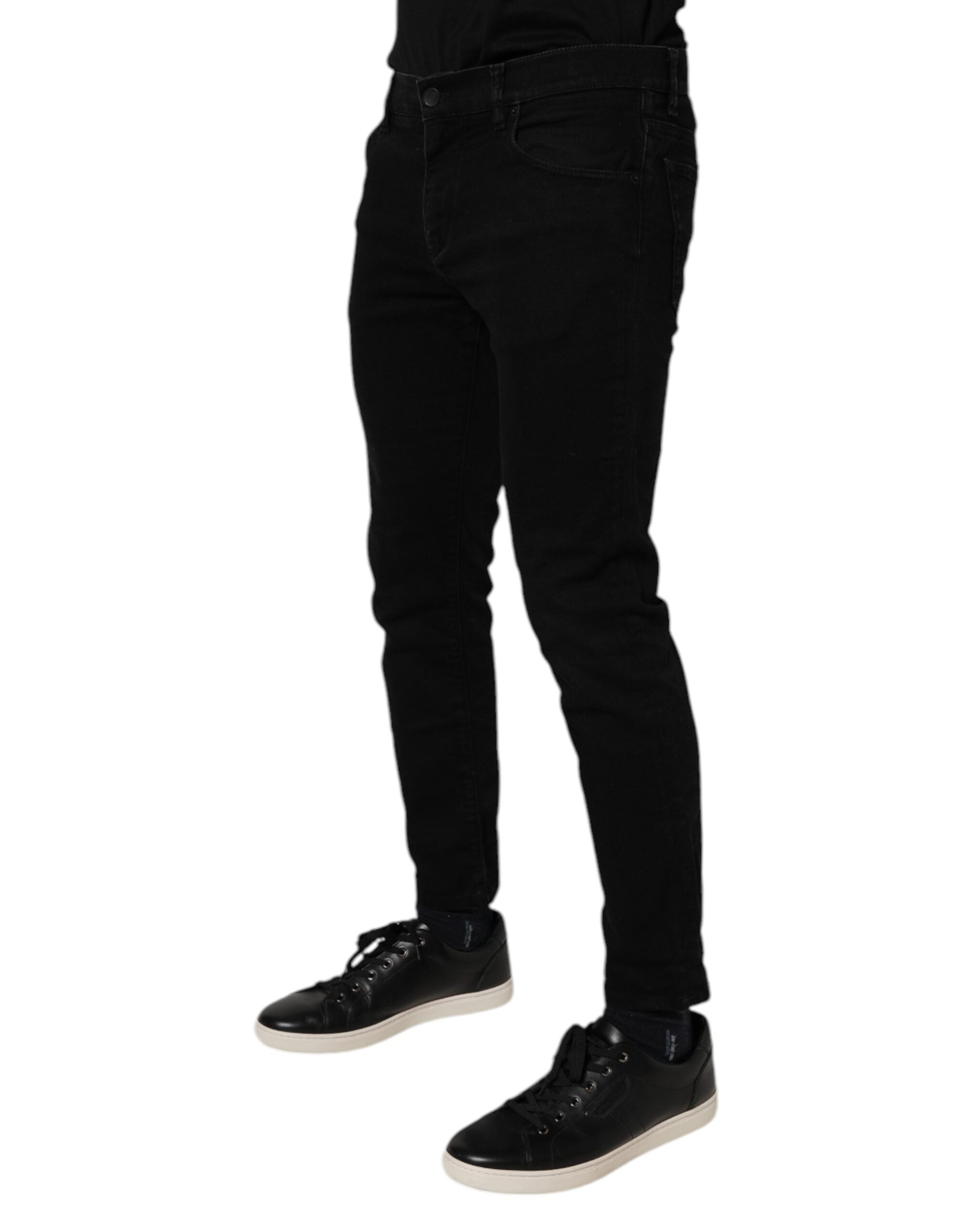 Dolce & Gabbana Black Cotton Stretch Skinny Men Denim Jeans Dolce & Gabbana