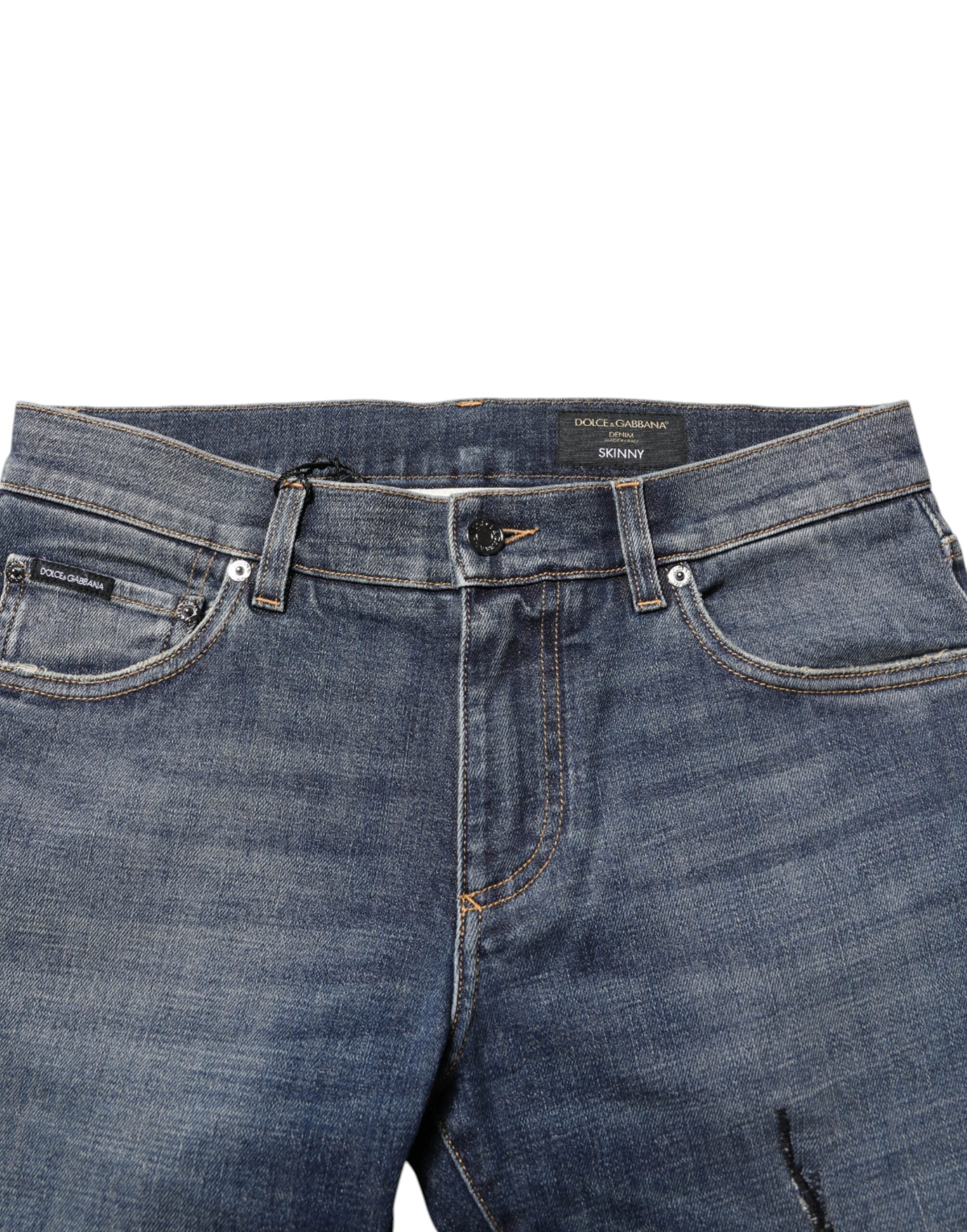 Dolce & Gabbana Blue Washed Cotton Skinny Men Denim Jeans Dolce & Gabbana