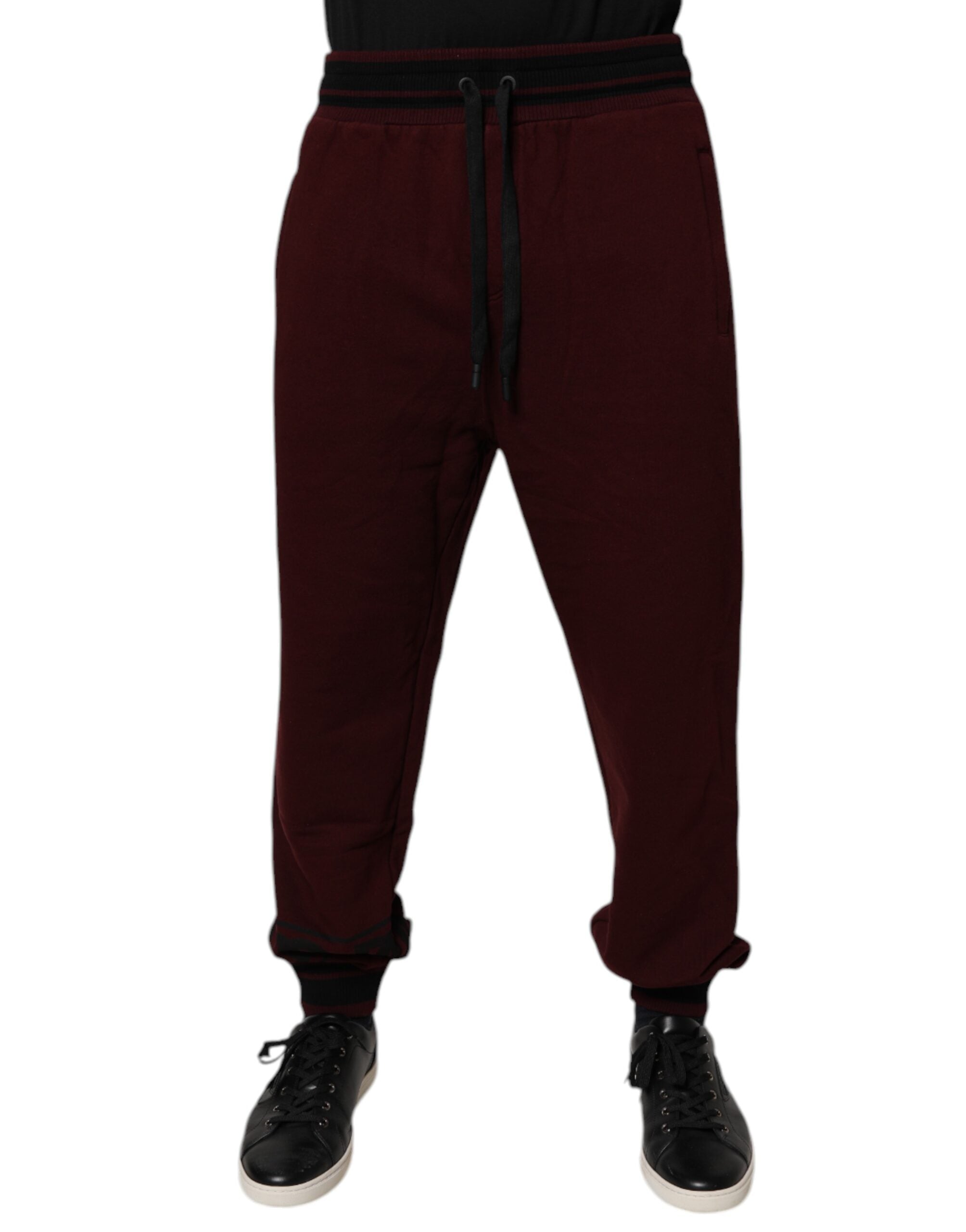 Dolce & Gabbana Maroon Cotton Men Jogger Sweatpants Pants Dolce & Gabbana