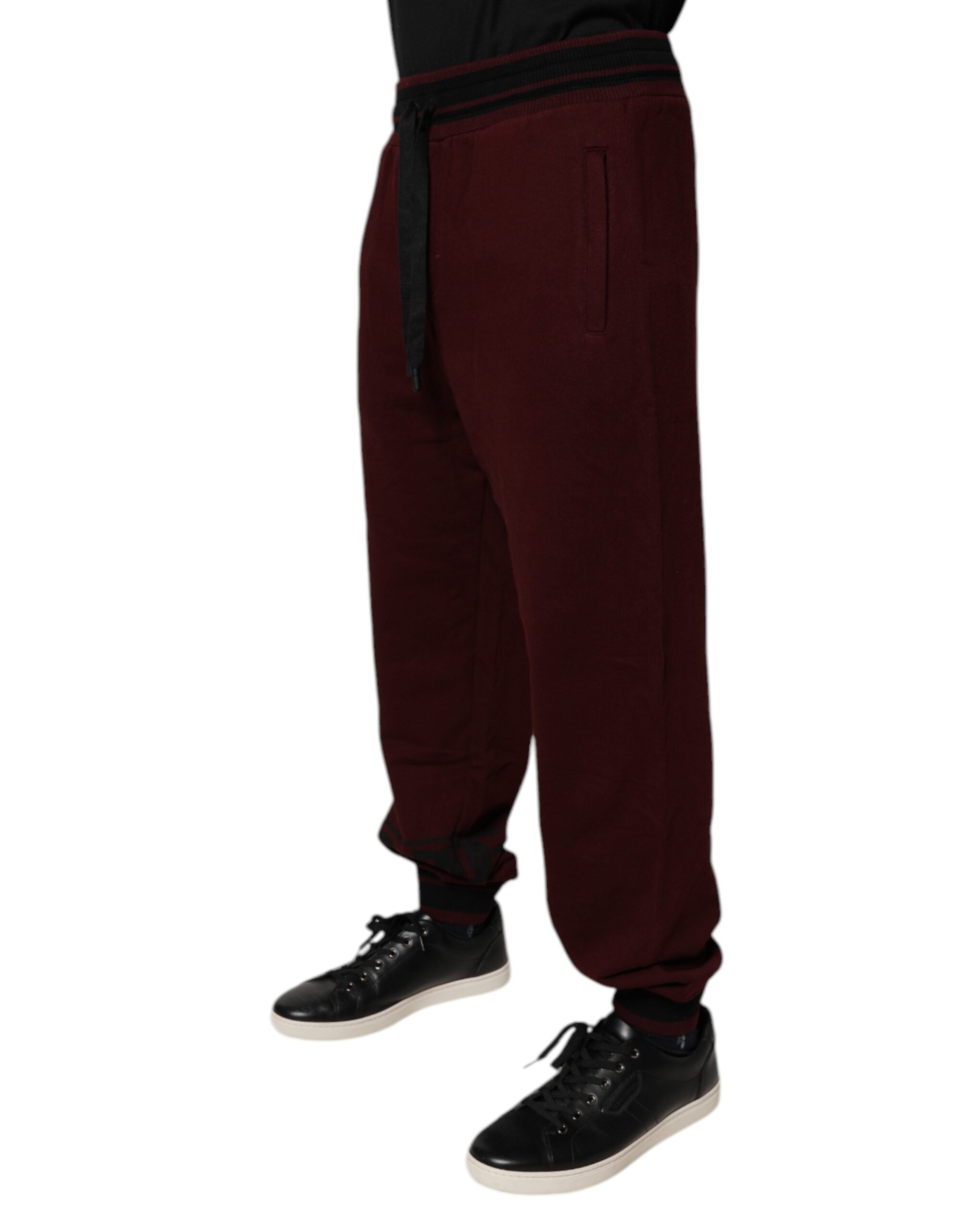Dolce & Gabbana Maroon Cotton Men Jogger Sweatpants Pants Dolce & Gabbana