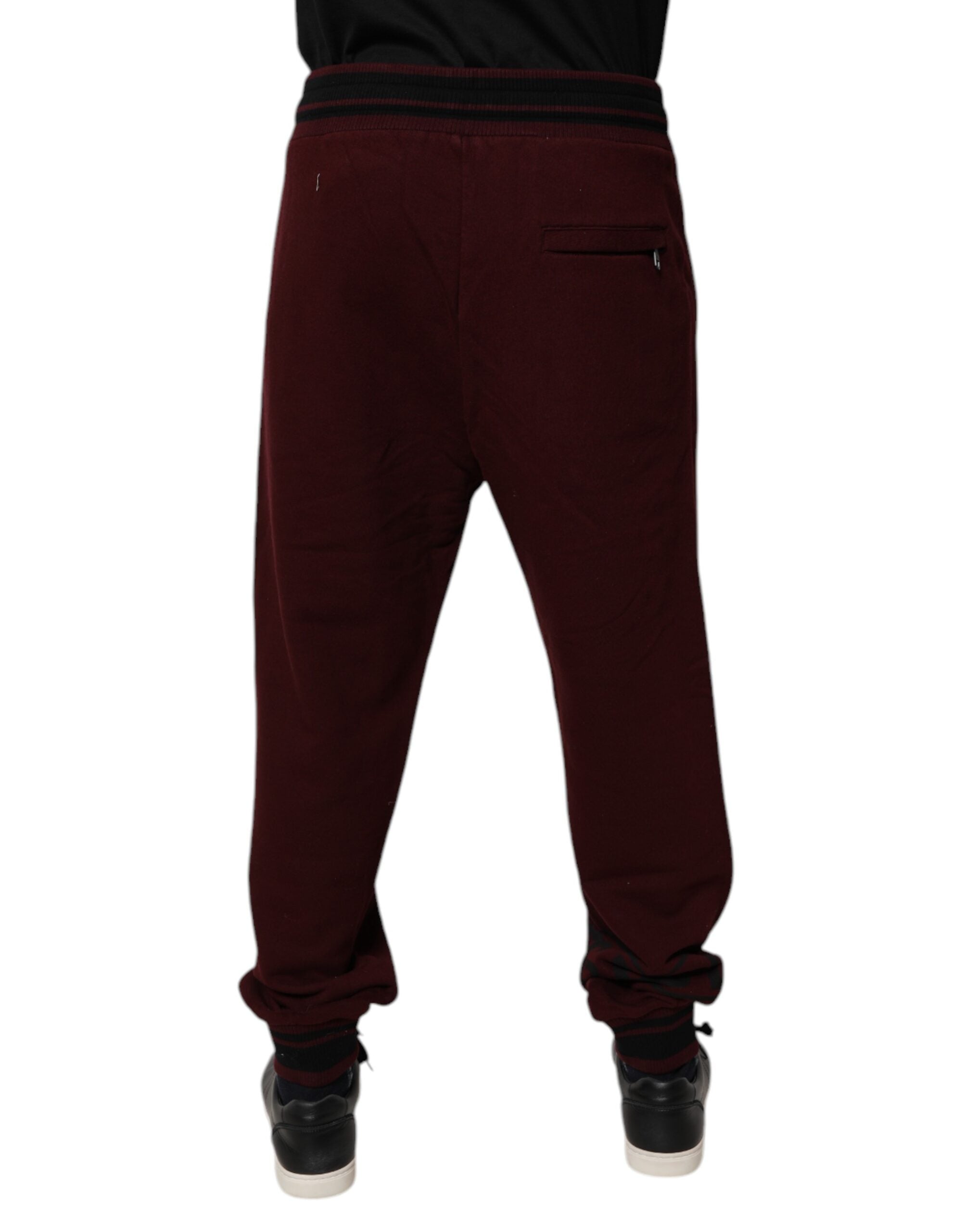 Dolce & Gabbana Maroon Cotton Men Jogger Sweatpants Pants Dolce & Gabbana