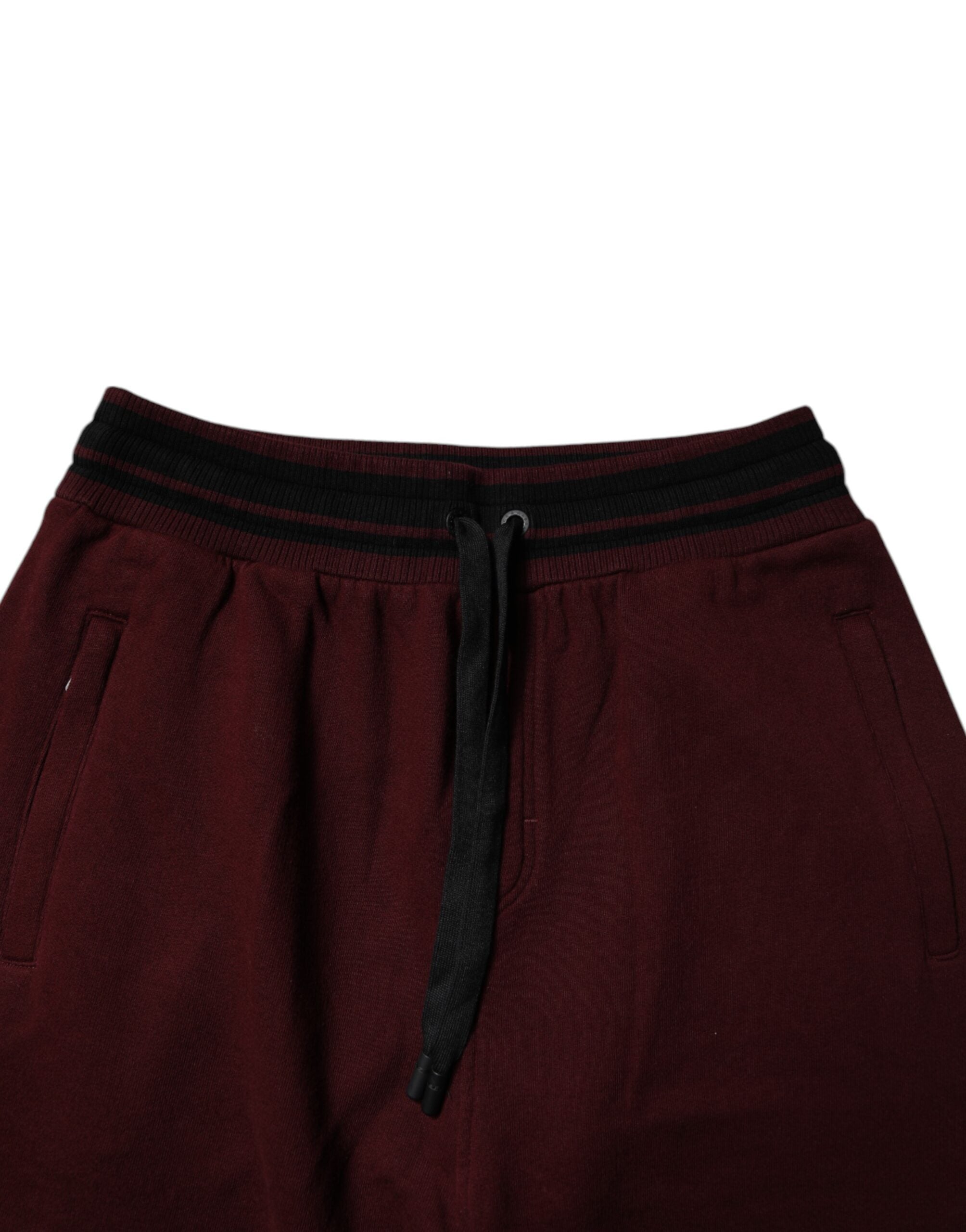 Dolce & Gabbana Maroon Cotton Men Jogger Sweatpants Pants Dolce & Gabbana