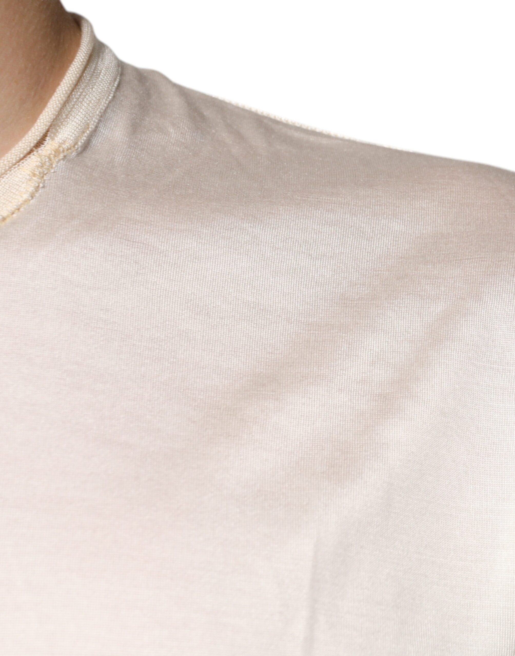Dolce & Gabbana Off White Silk Henley Short Sleeves T-Shirt Dolce & Gabbana