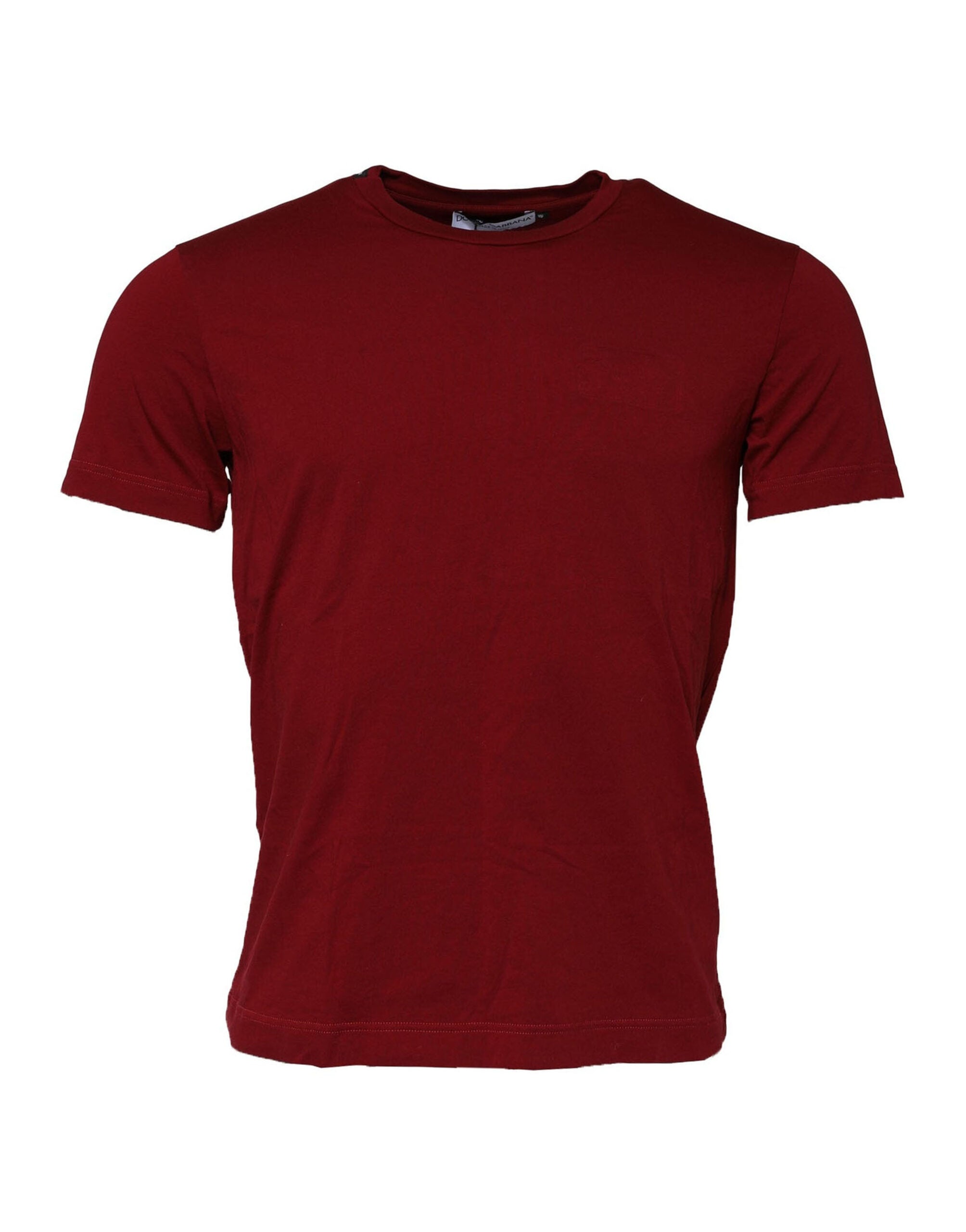 Dolce & Gabbana Maroon Cotton Crew Neck Short Sleeves T-Shirt Dolce & Gabbana