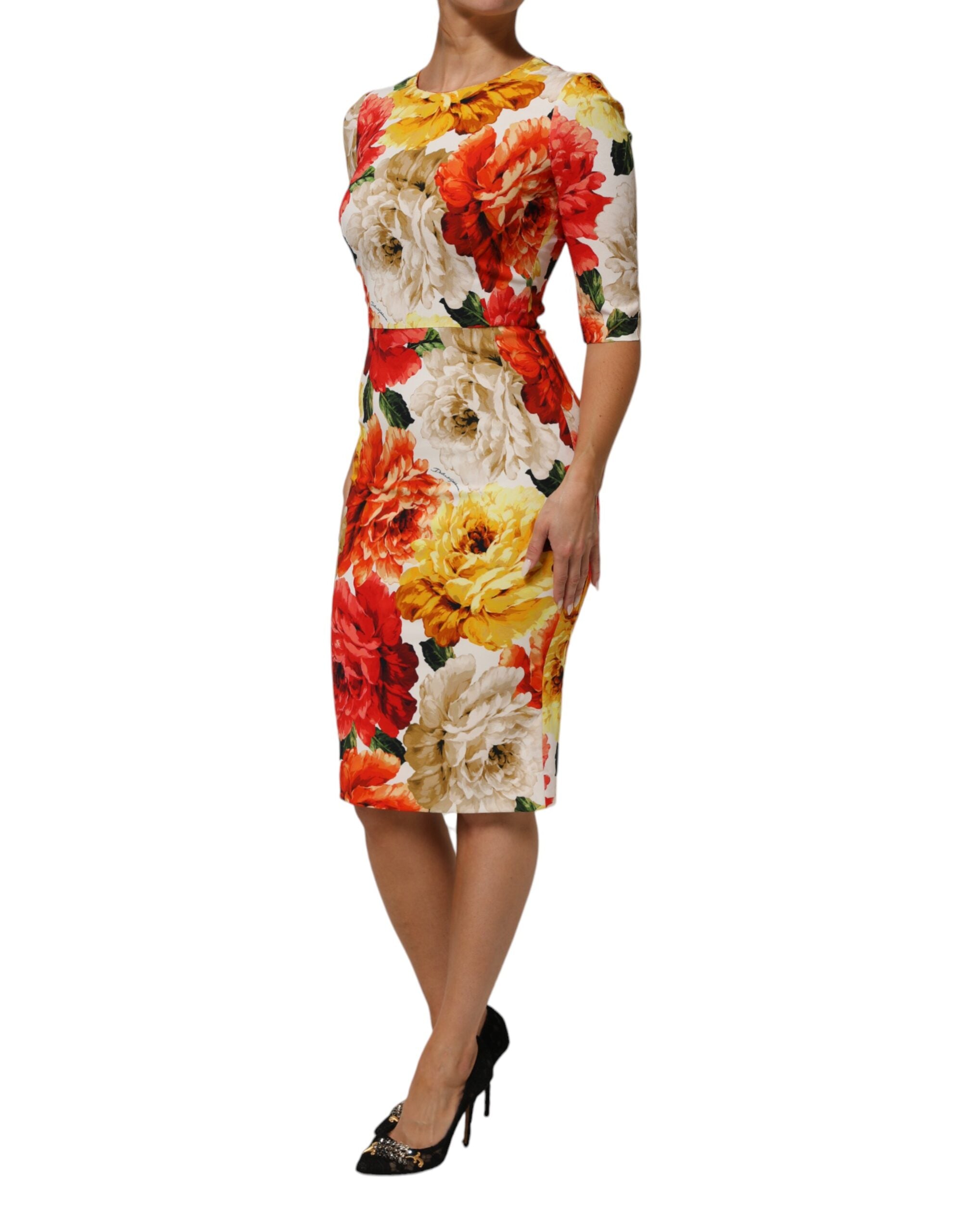Dolce & Gabbana Multicolor Floral Print Viscose Sheath Dress Dolce & Gabbana