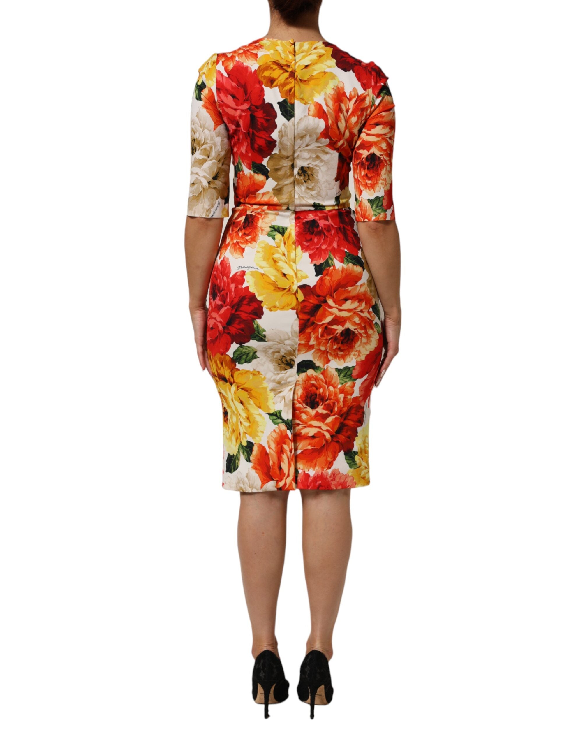 Dolce & Gabbana Multicolor Floral Print Viscose Sheath Dress Dolce & Gabbana