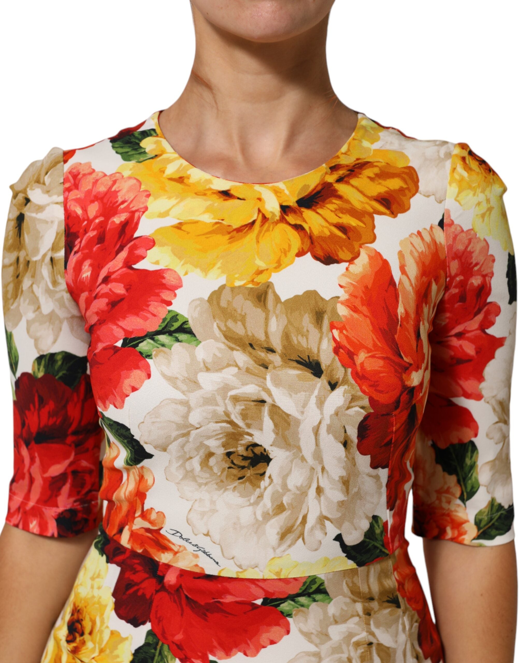 Dolce & Gabbana Multicolor Floral Print Viscose Sheath Dress Dolce & Gabbana
