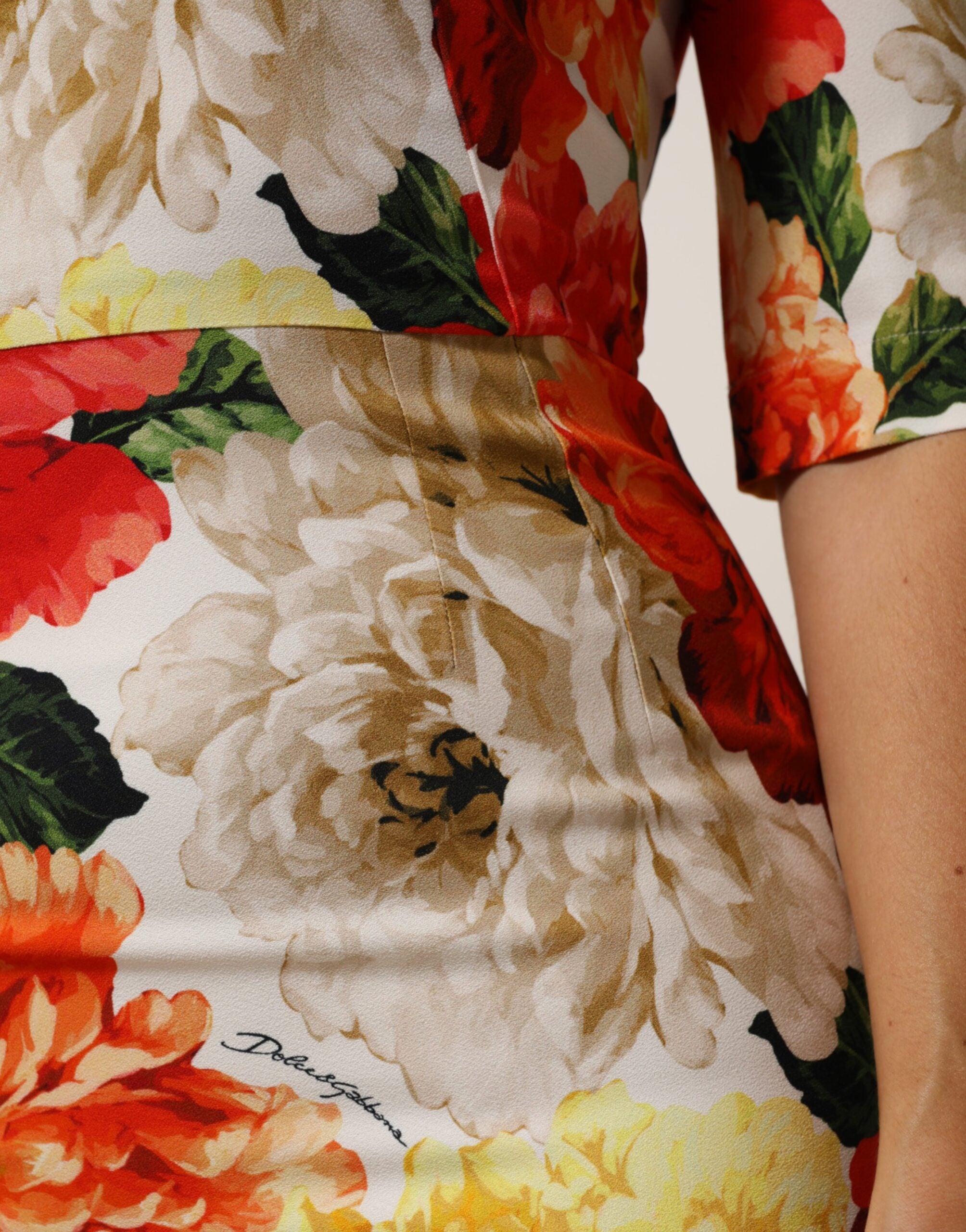 Dolce & Gabbana Multicolor Floral Print Viscose Sheath Dress Dolce & Gabbana