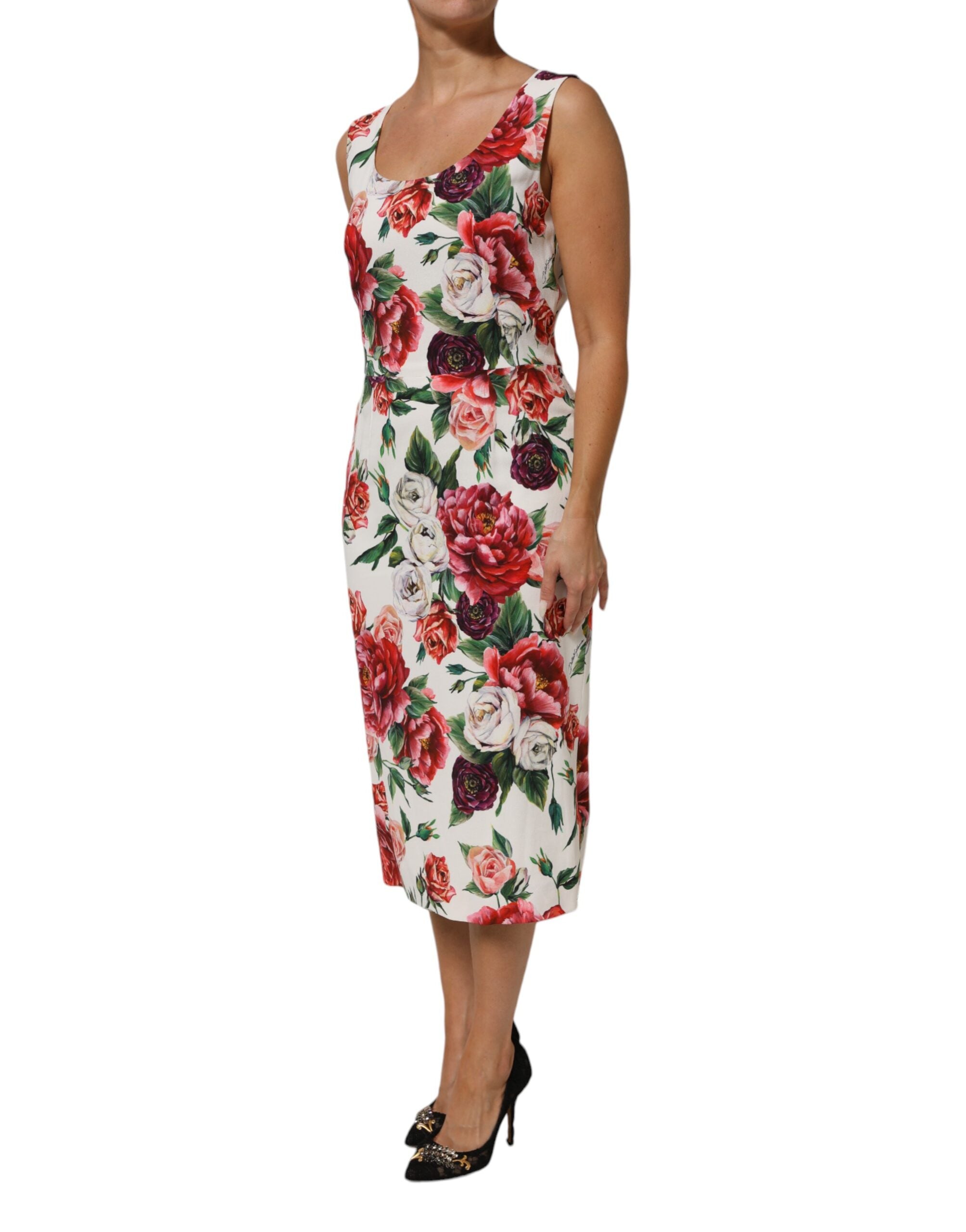 Dolce & Gabbana Multicolor Floral Print Viscose Sheath Dress Dolce & Gabbana