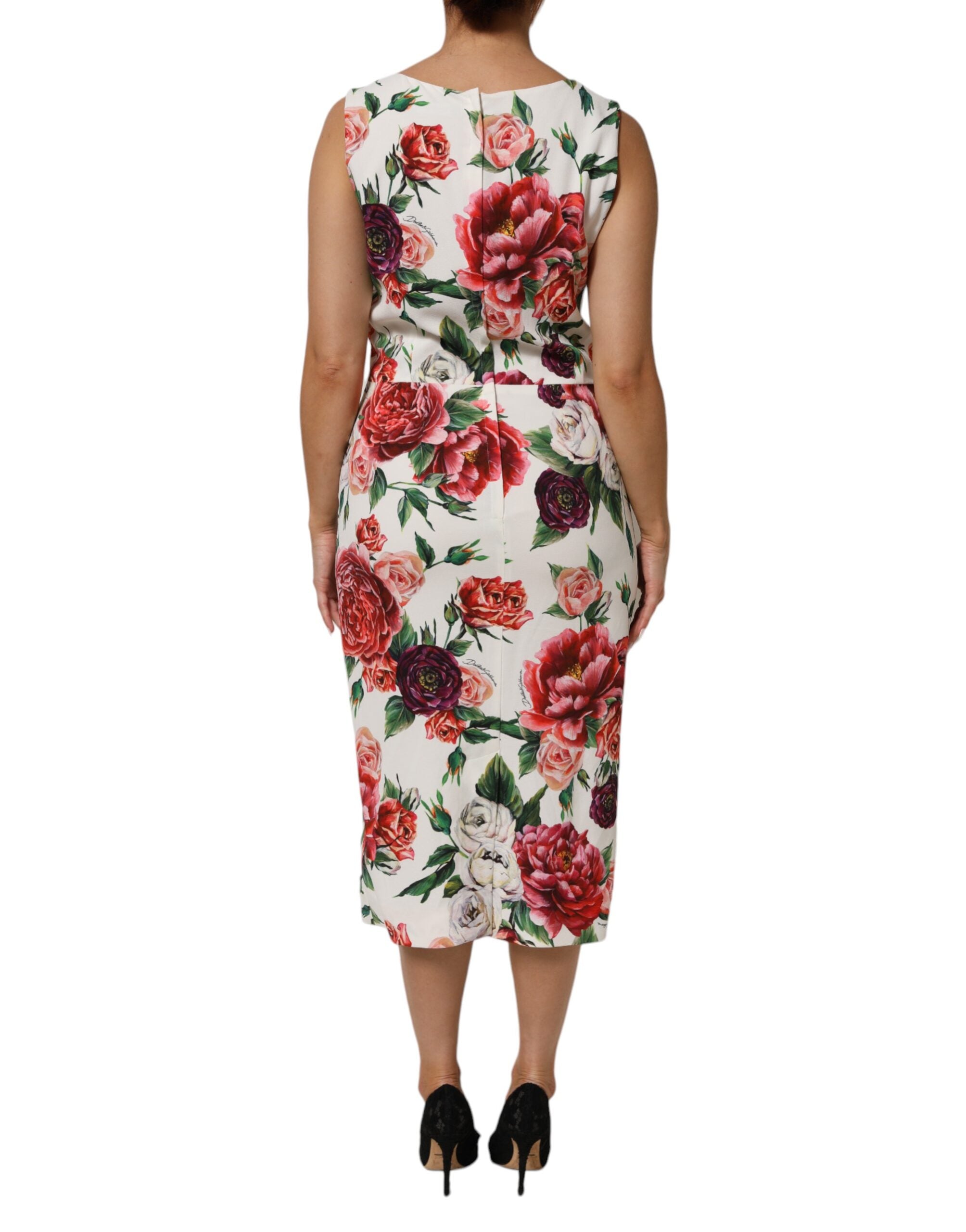 Dolce & Gabbana Multicolor Floral Print Viscose Sheath Dress Dolce & Gabbana