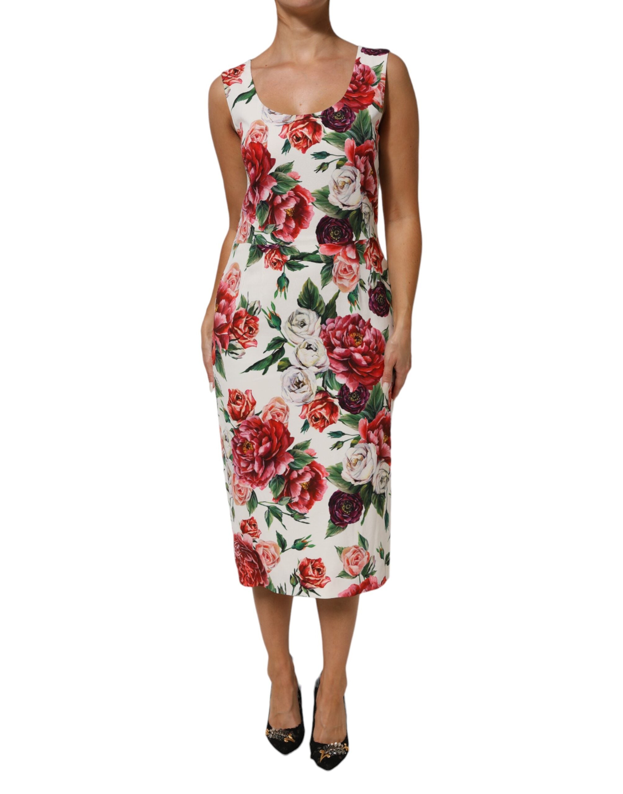 Dolce & Gabbana Multicolor Floral Print Viscose Sheath Dress Dolce & Gabbana