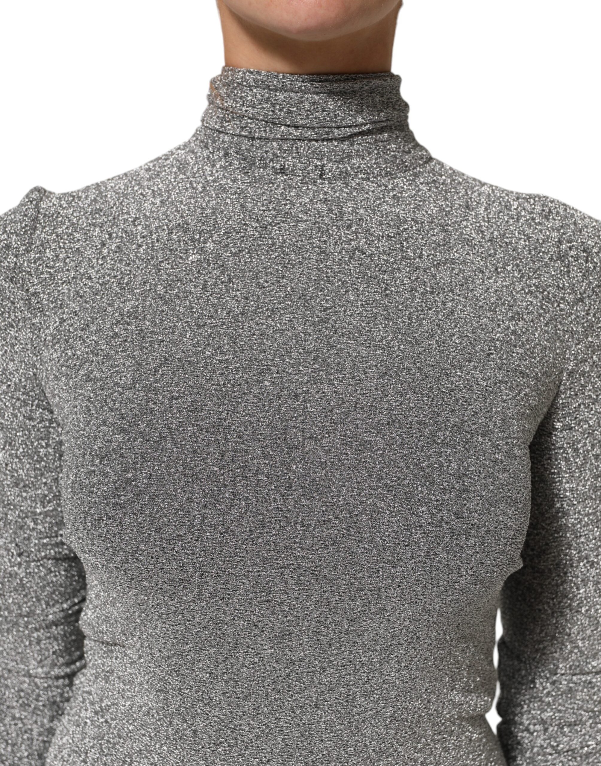 Dolce & Gabbana Gray Nylon Bodycon Sheath Long Sleeves Dress Dolce & Gabbana
