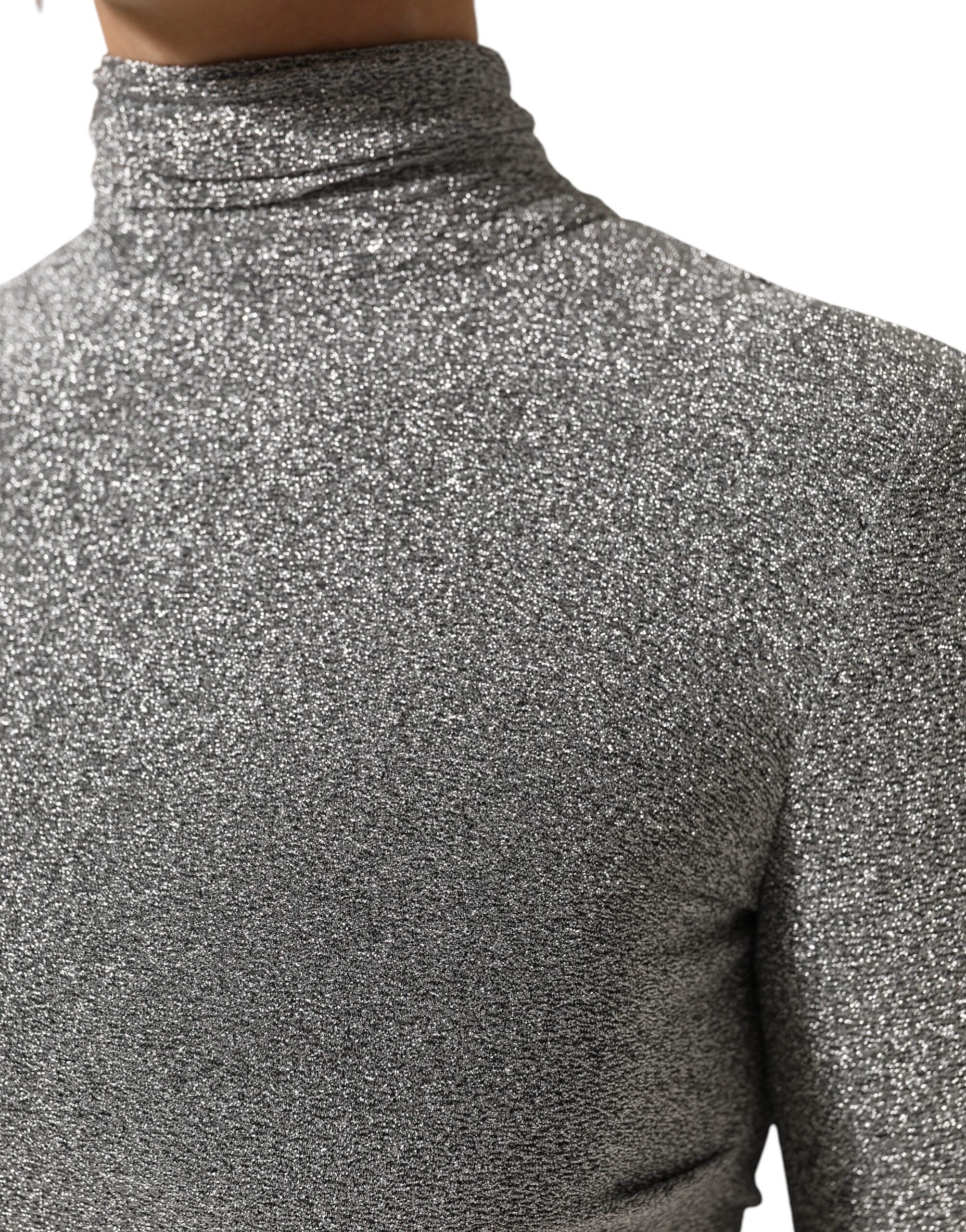 Dolce & Gabbana Gray Nylon Bodycon Sheath Long Sleeves Dress Dolce & Gabbana