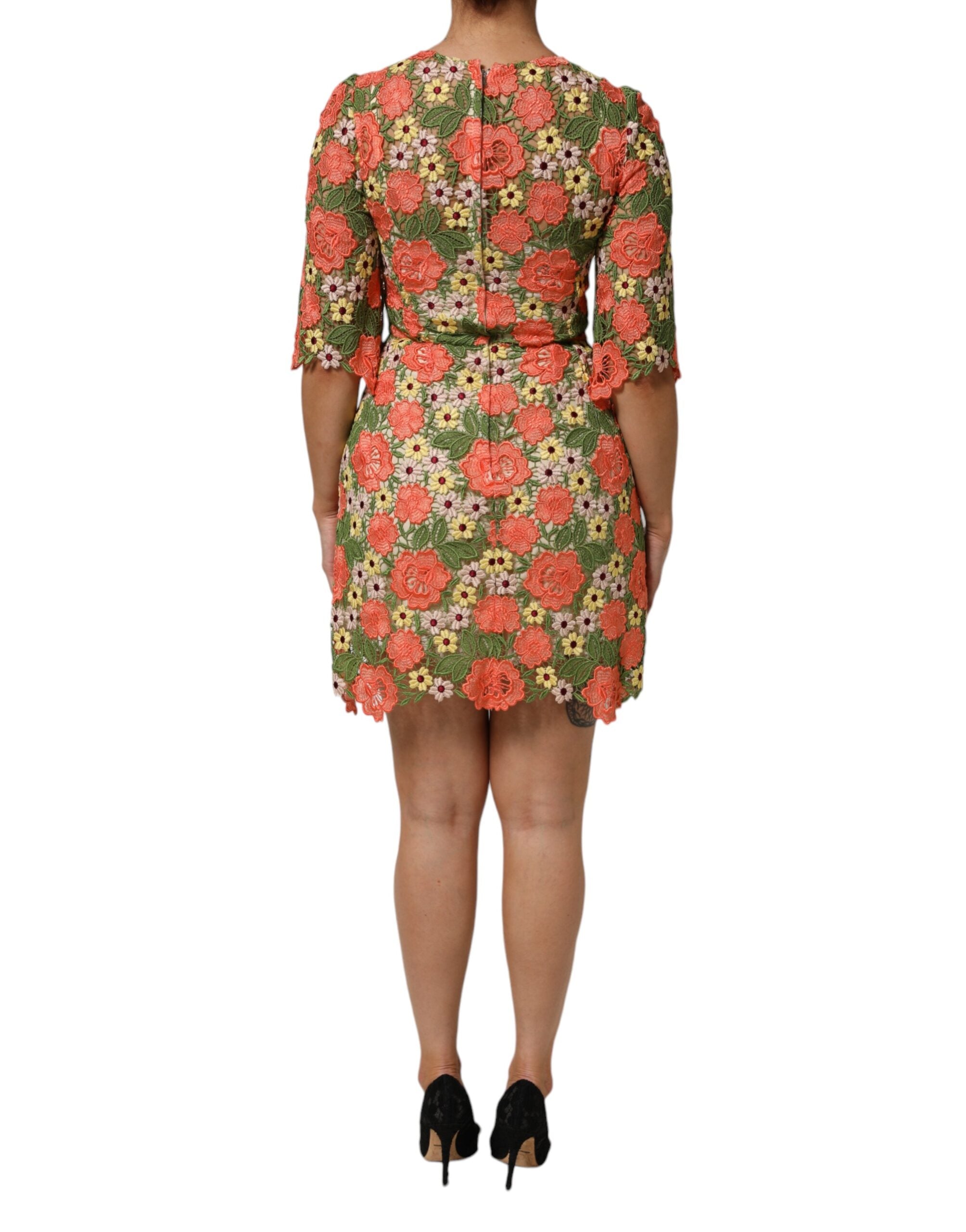 Dolce & Gabbana Multicolor Floral Embroidery Aline Mini Dress Dolce & Gabbana