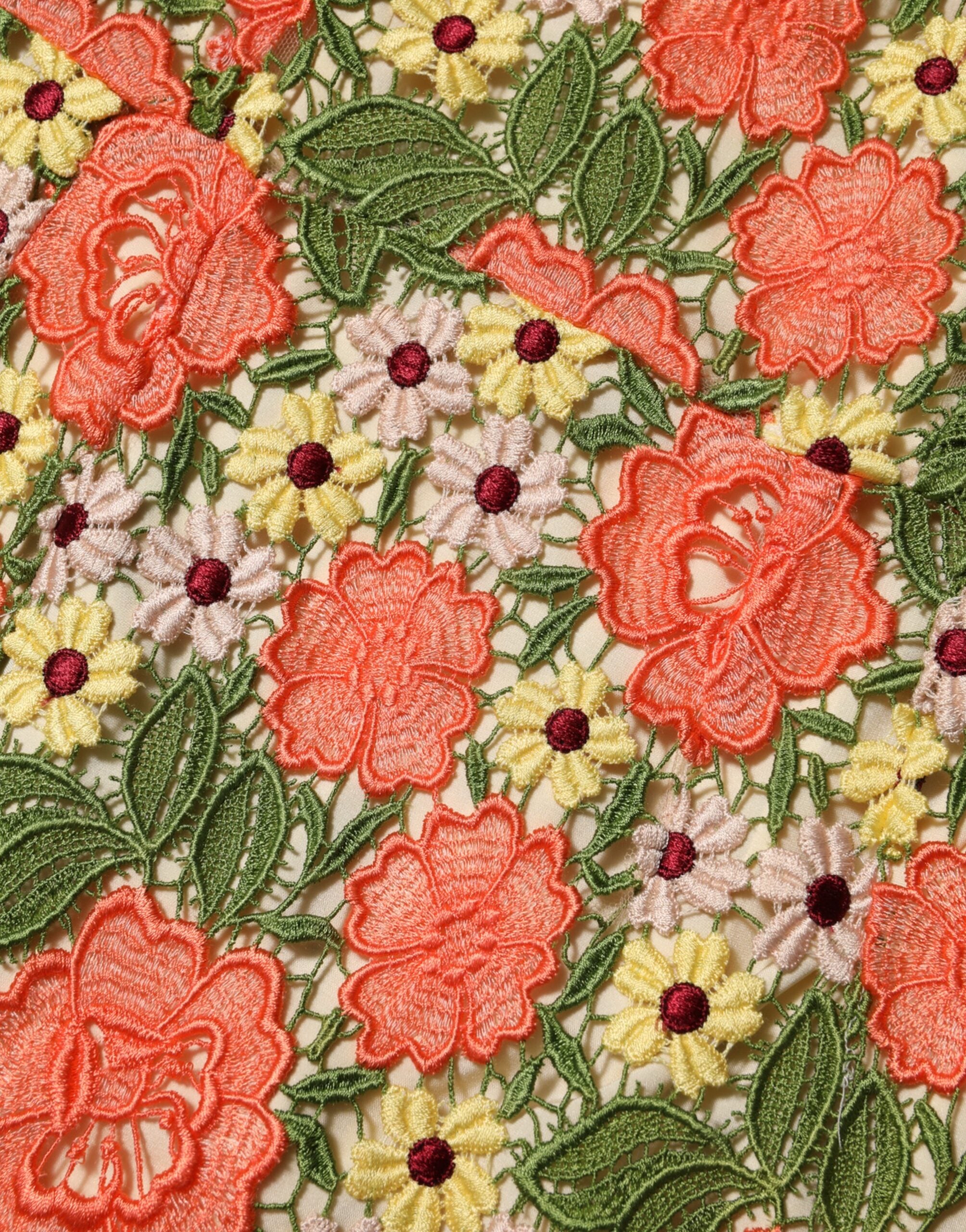 Dolce & Gabbana Multicolor Floral Embroidery Aline Mini Dress Dolce & Gabbana