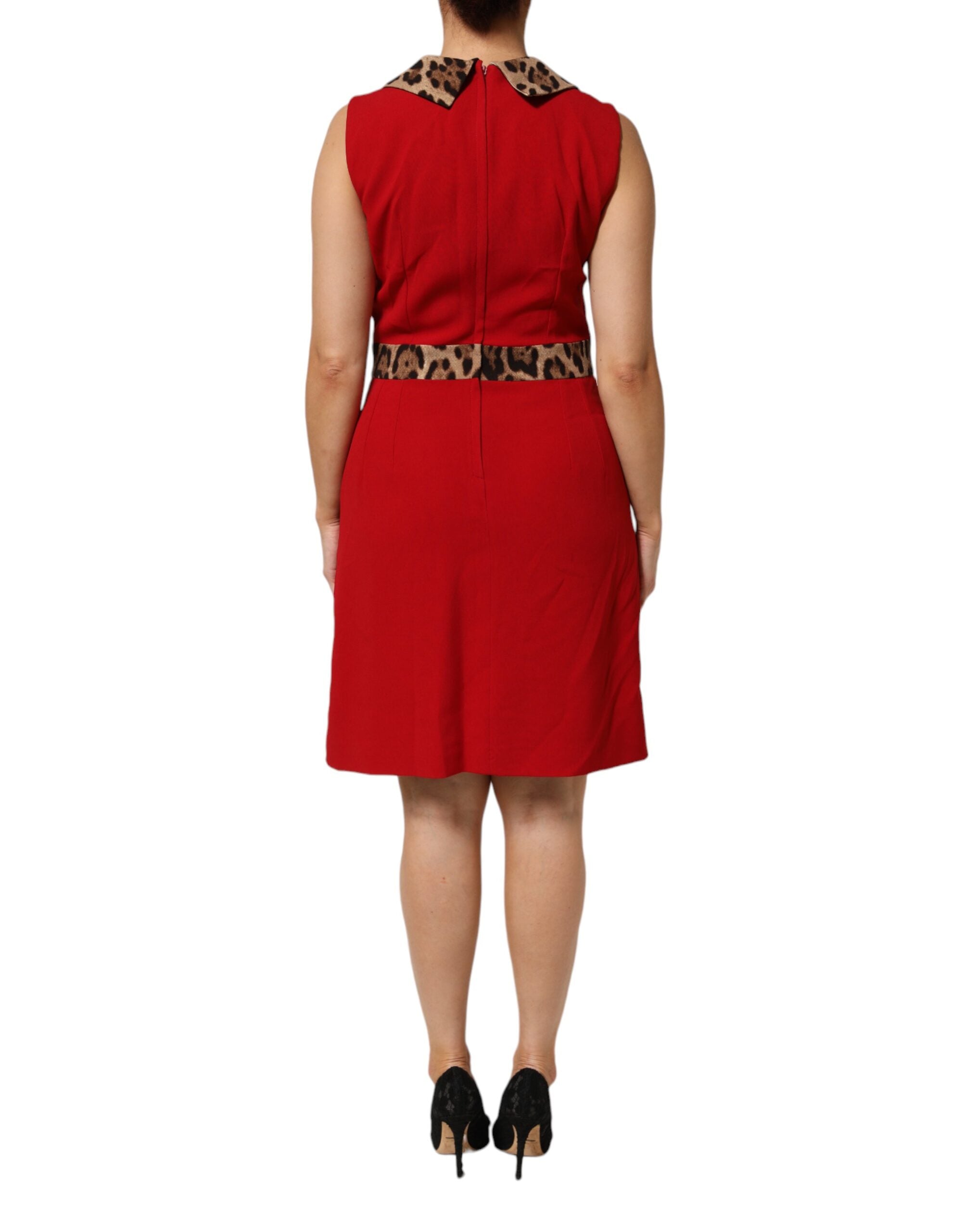 Dolce & Gabbana Red Leopard Viscose Sheath A-line Dress Dolce & Gabbana