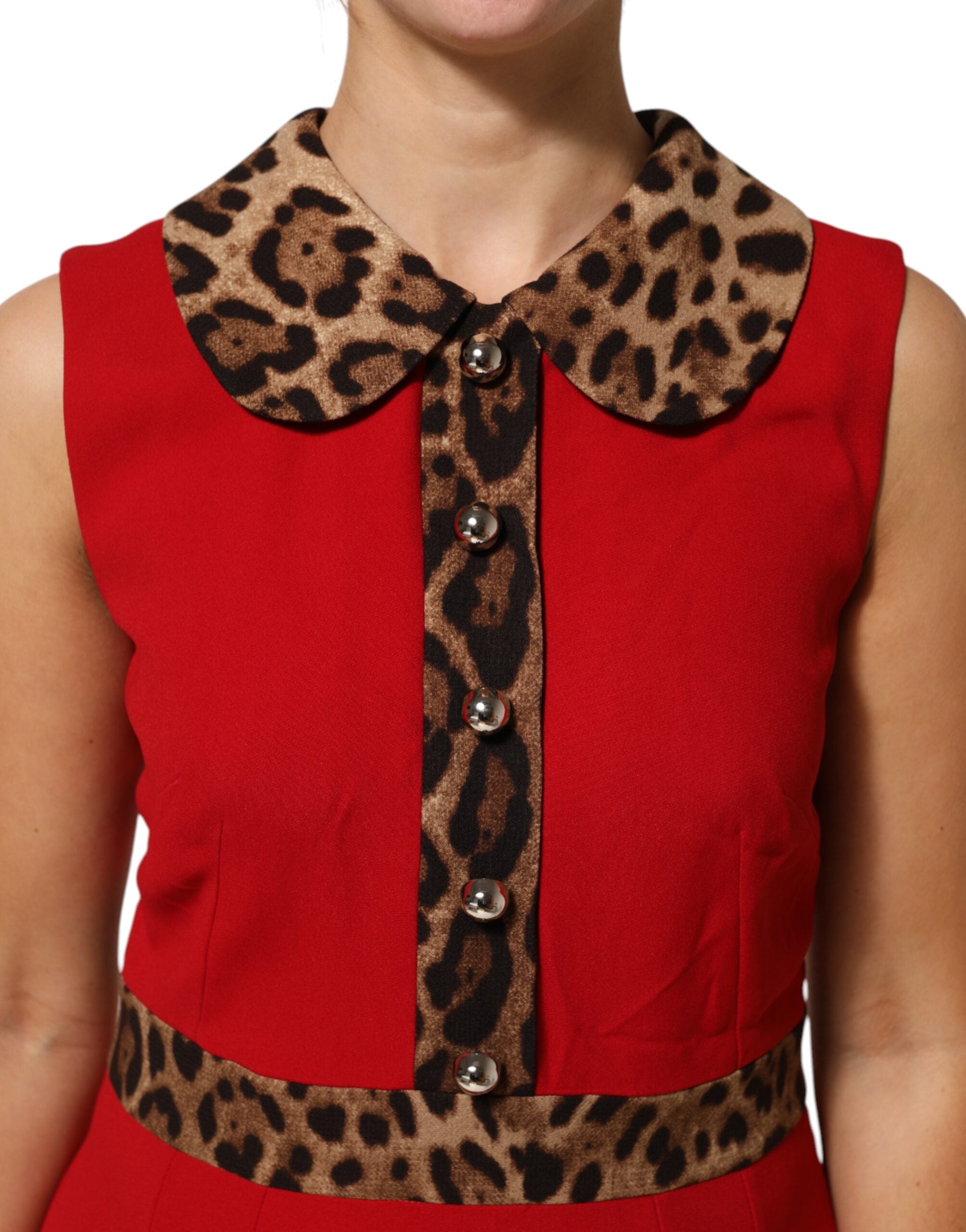 Dolce & Gabbana Red Leopard Viscose Sheath A-line Dress Dolce & Gabbana