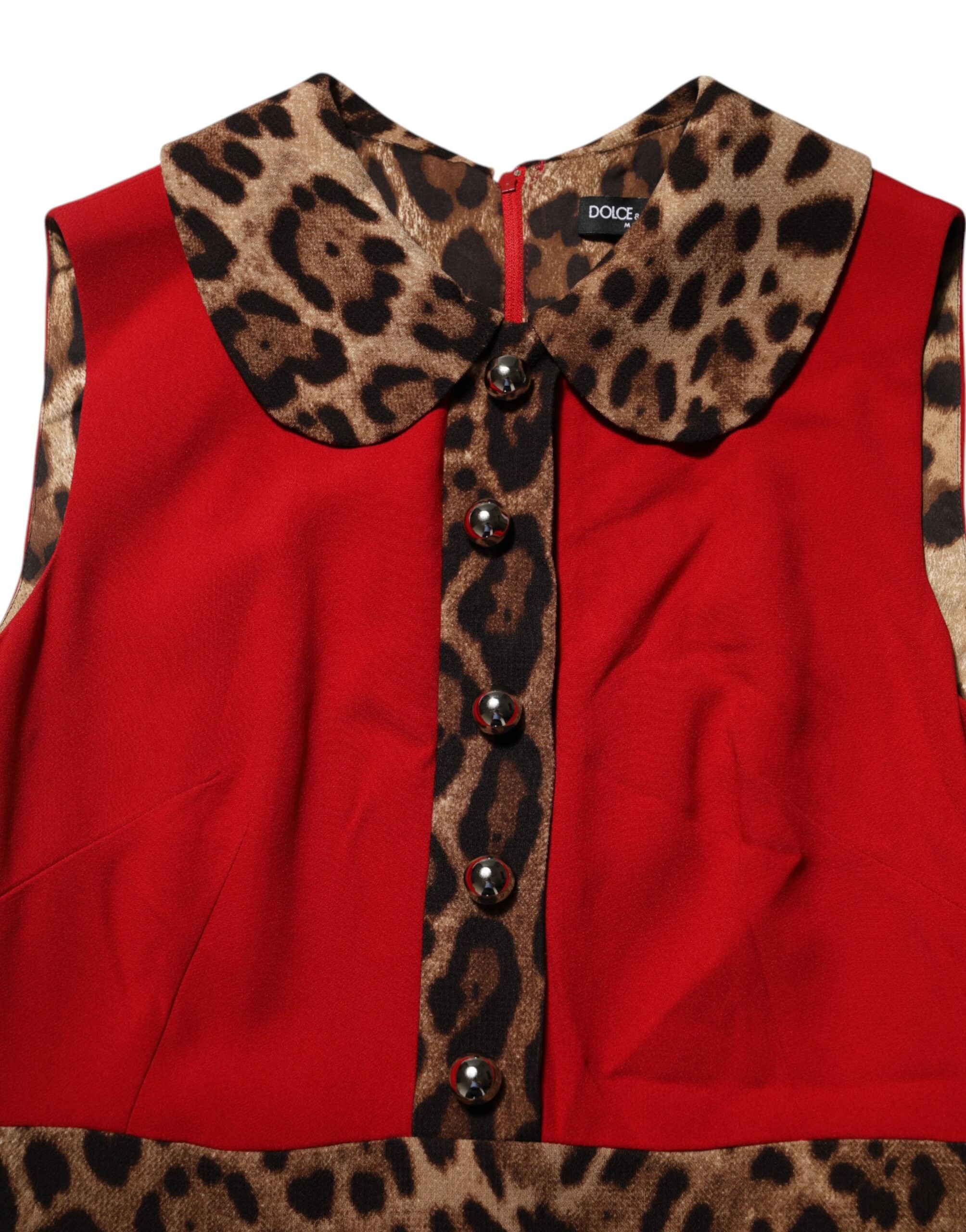 Dolce & Gabbana Red Leopard Viscose Sheath A-line Dress Dolce & Gabbana