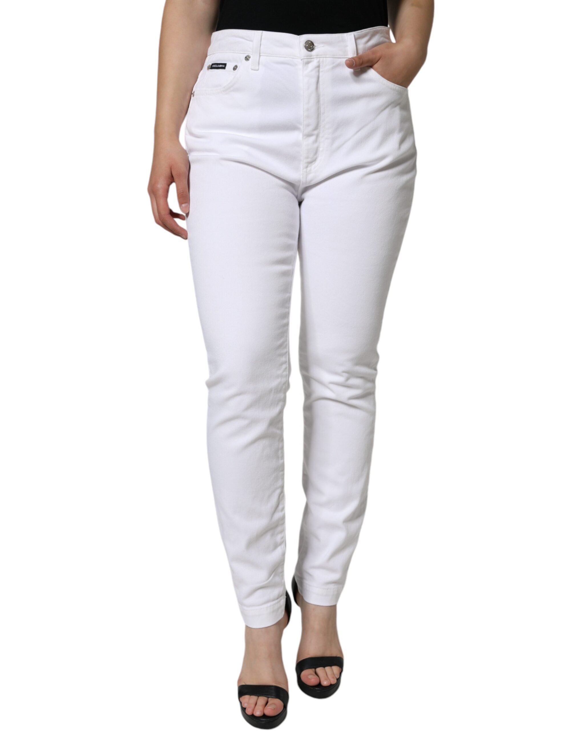 Dolce & Gabbana White AUDREY Cotton Logo Skinny Denim Jeans Dolce & Gabbana