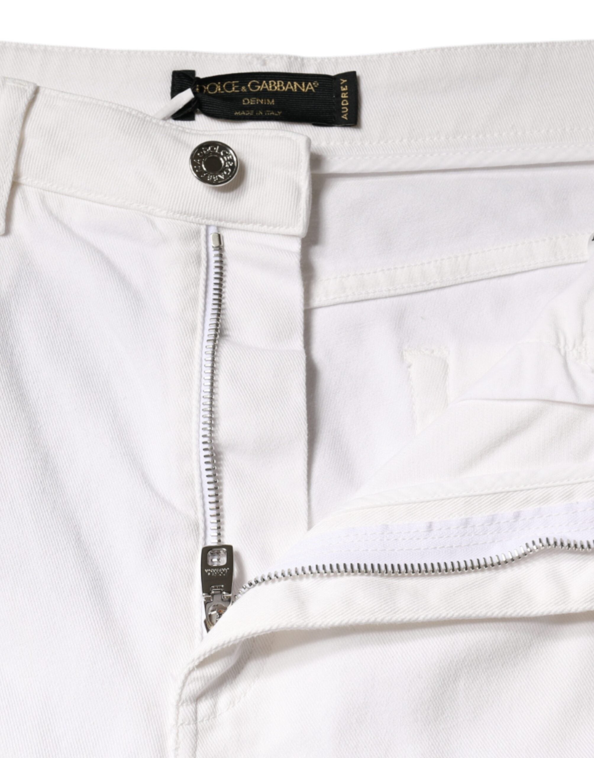 Dolce & Gabbana White AUDREY Cotton Logo Skinny Denim Jeans Dolce & Gabbana