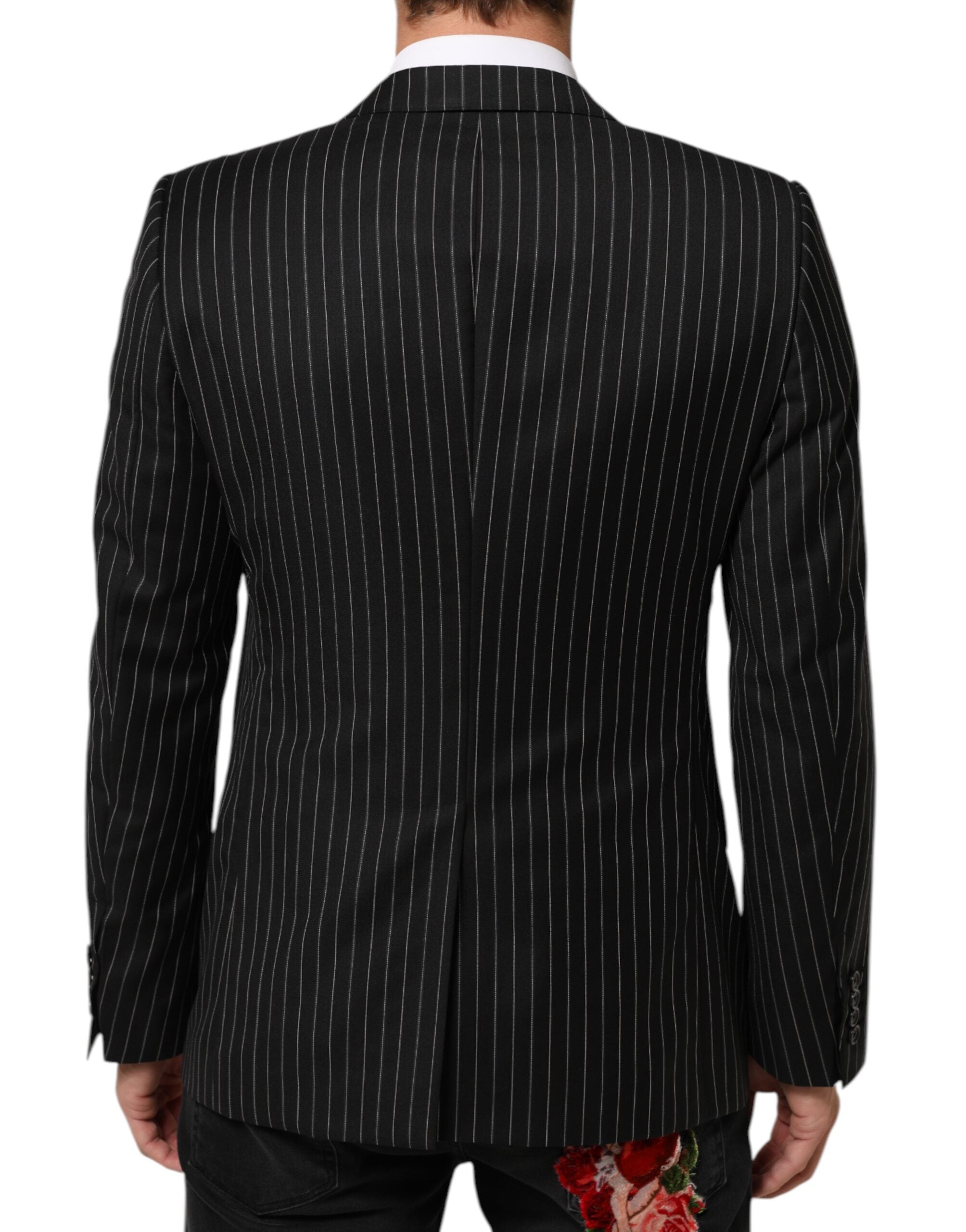 Dolce & Gabbana Black Stripes MARTINI 1 Button Suit Blazer Dolce & Gabbana