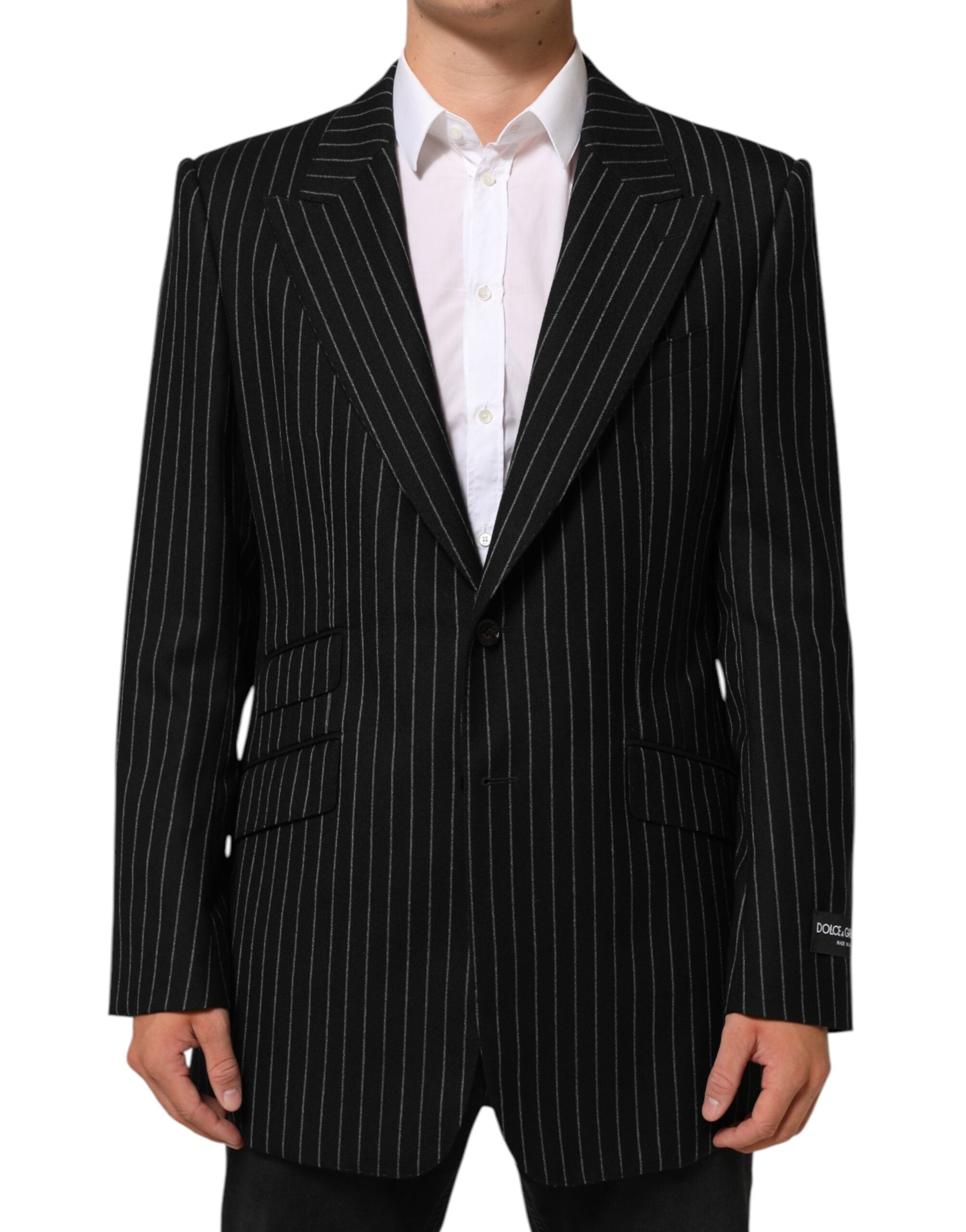 Dolce & Gabbana Black Stripes 2 Buttons Suit Jacket Blazer Dolce & Gabbana