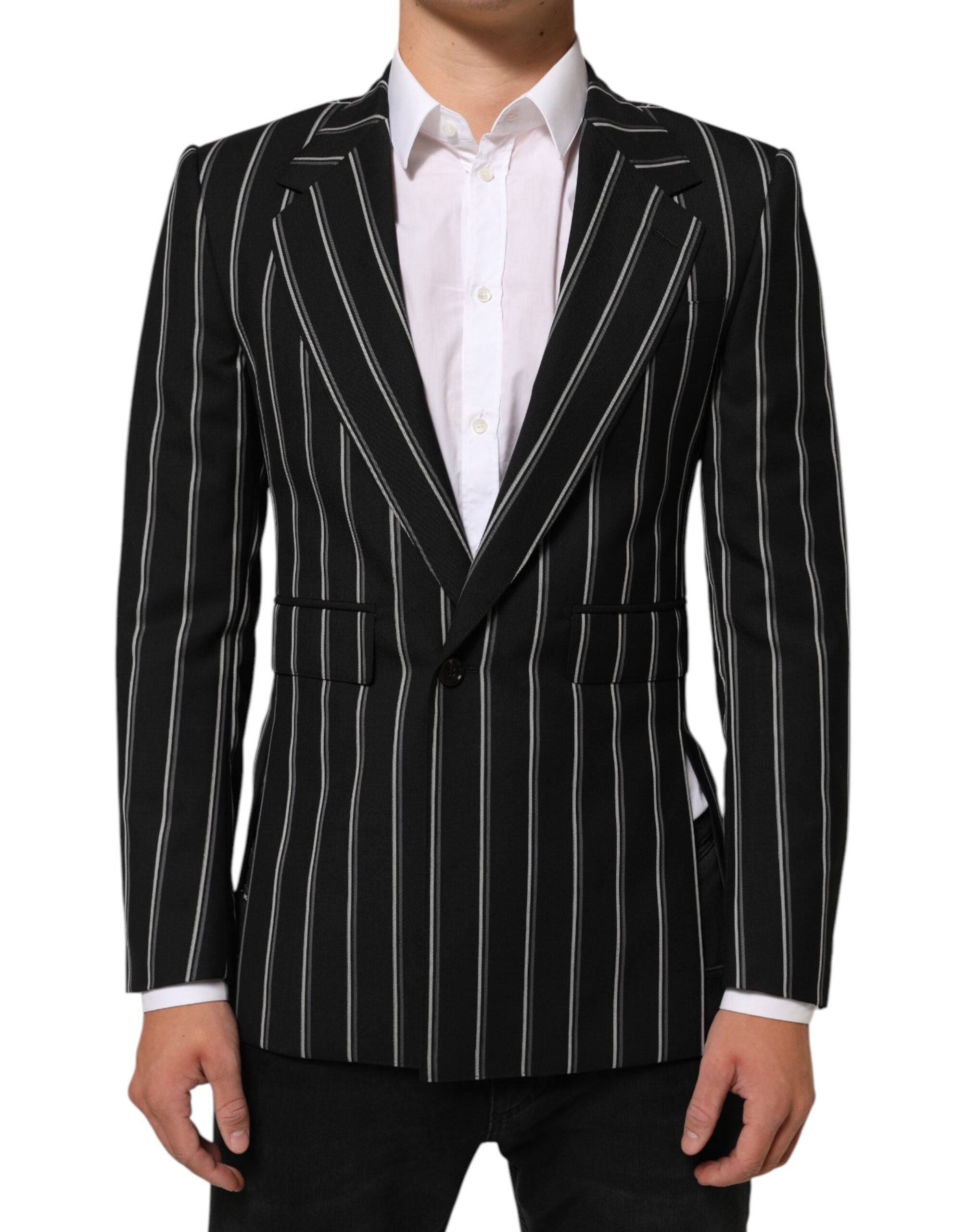 Dolce & Gabbana Black Stripes SICILIA 1 Button Suit Blazer Dolce & Gabbana