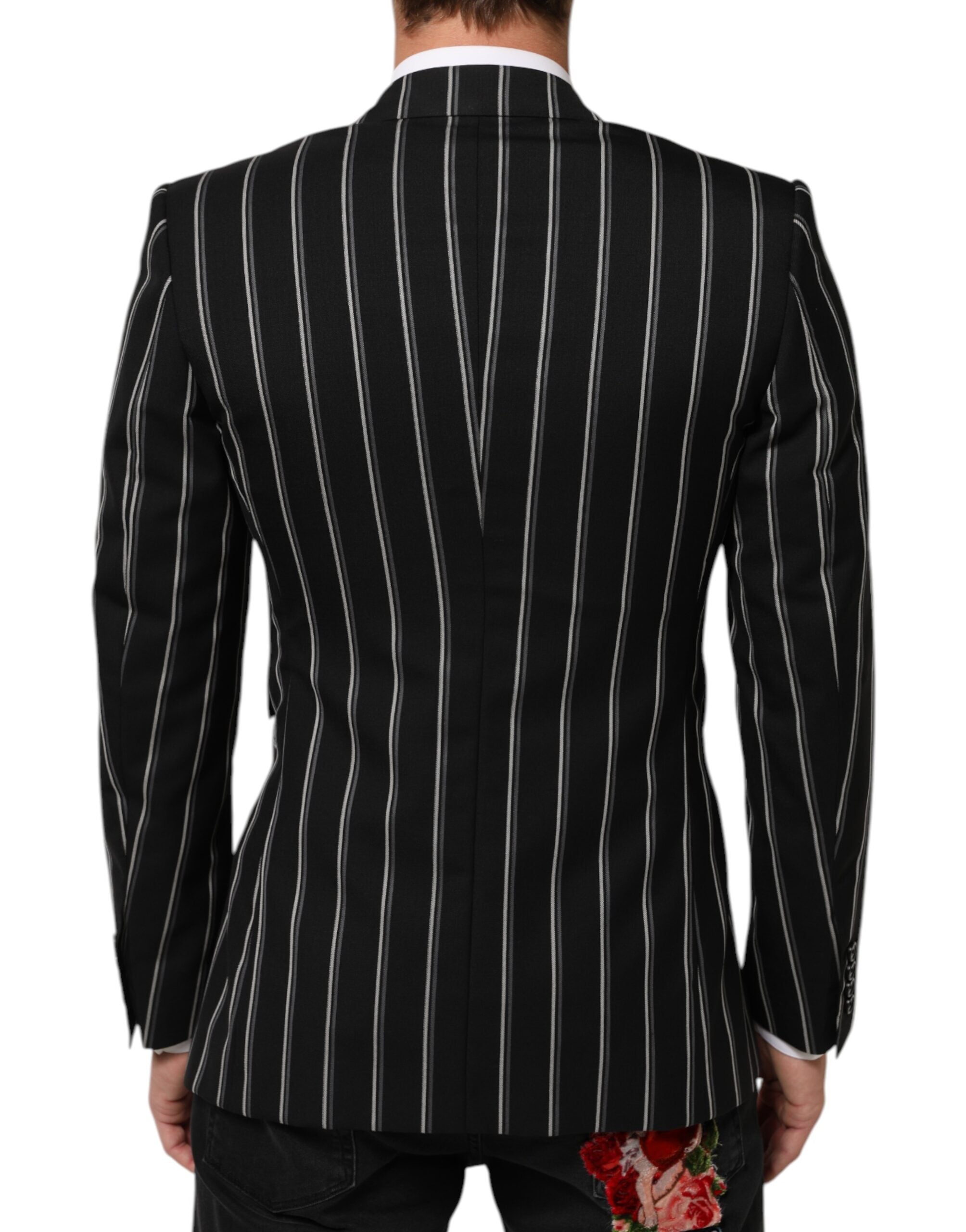 Dolce & Gabbana Black Stripes SICILIA 1 Button Suit Blazer Dolce & Gabbana