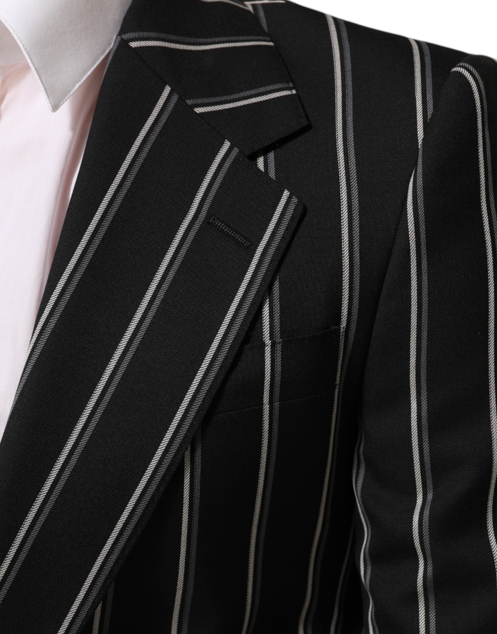 Dolce & Gabbana Black Stripes SICILIA 1 Button Suit Blazer Dolce & Gabbana