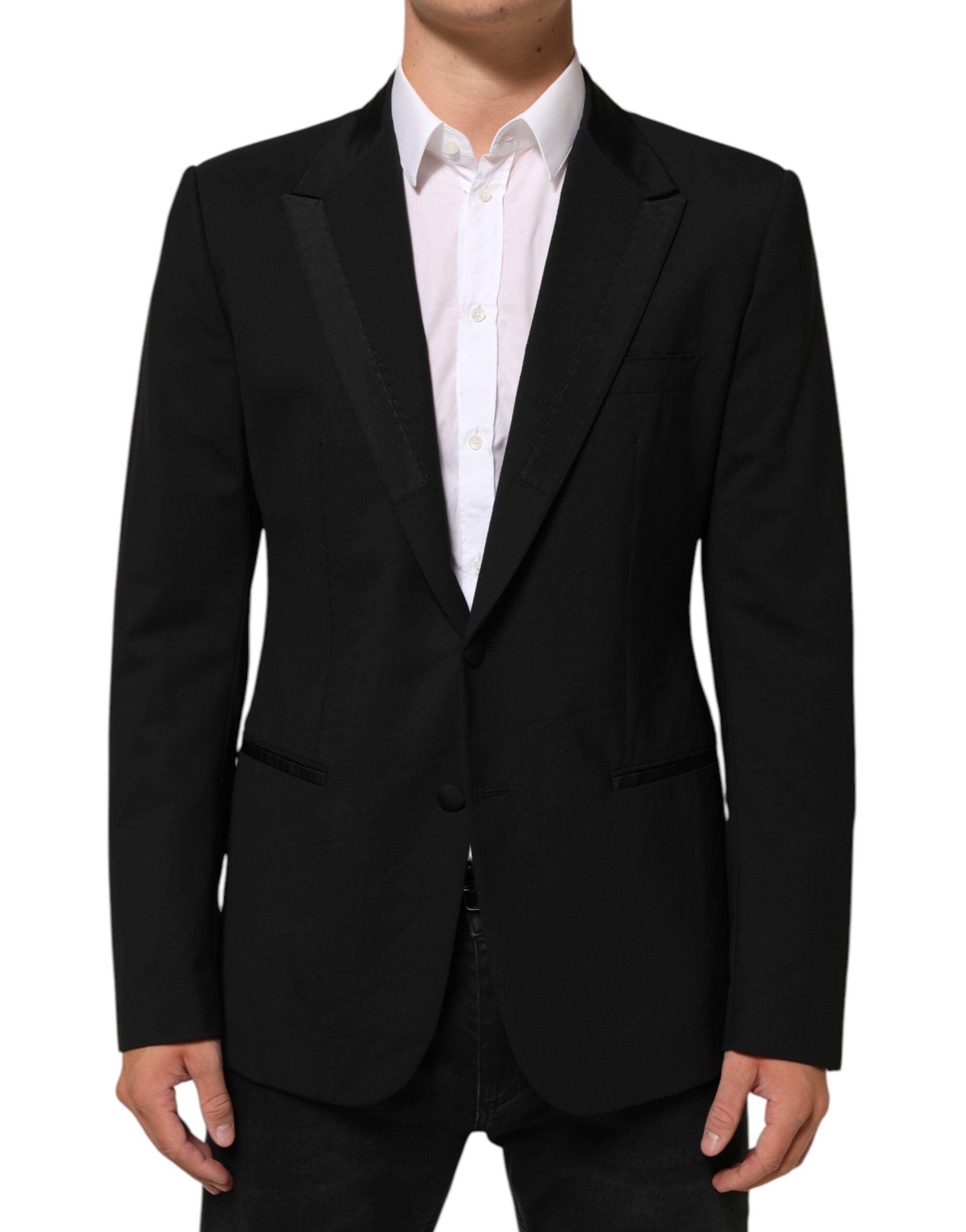 Dolce & Gabbana Black Wool 2 Buttons Suit Men Jacket Blazer Dolce & Gabbana