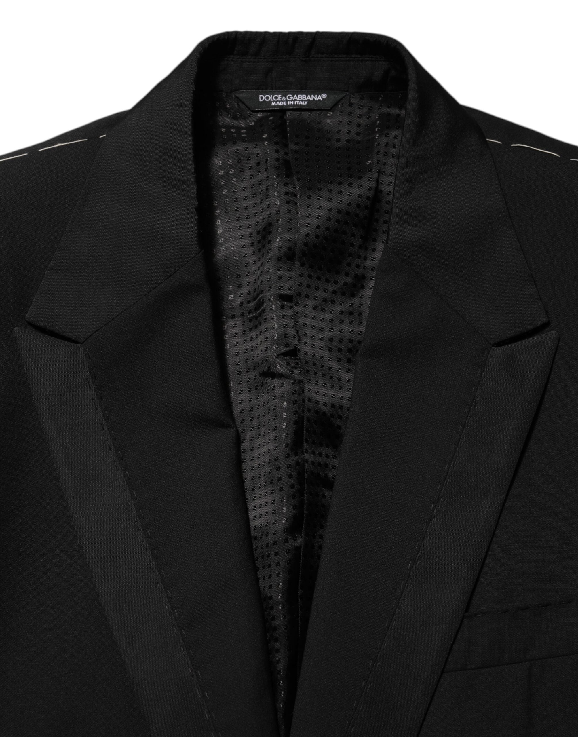 Dolce & Gabbana Black Wool 2 Buttons Suit Men Jacket Blazer Dolce & Gabbana
