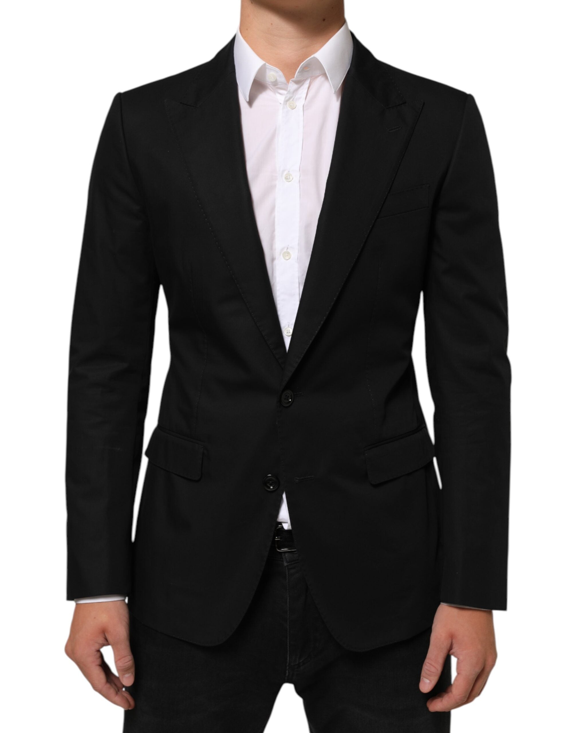 Dolce & Gabbana Black Wool 2 Buttons Suit Men Jacket Blazer Dolce & Gabbana