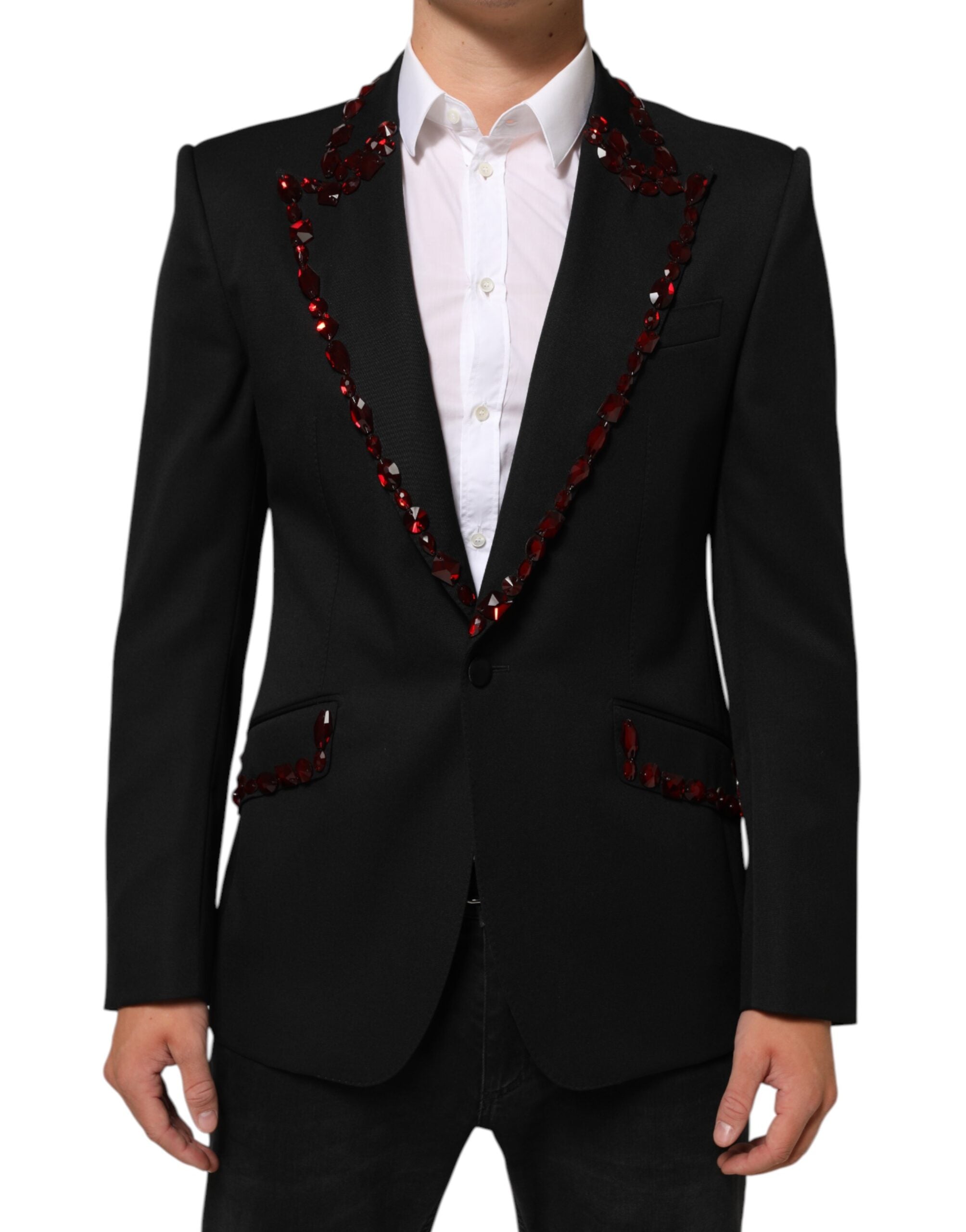 Dolce & Gabbana Black SICILIA Crystal Embellished Men Blazer Dolce & Gabbana