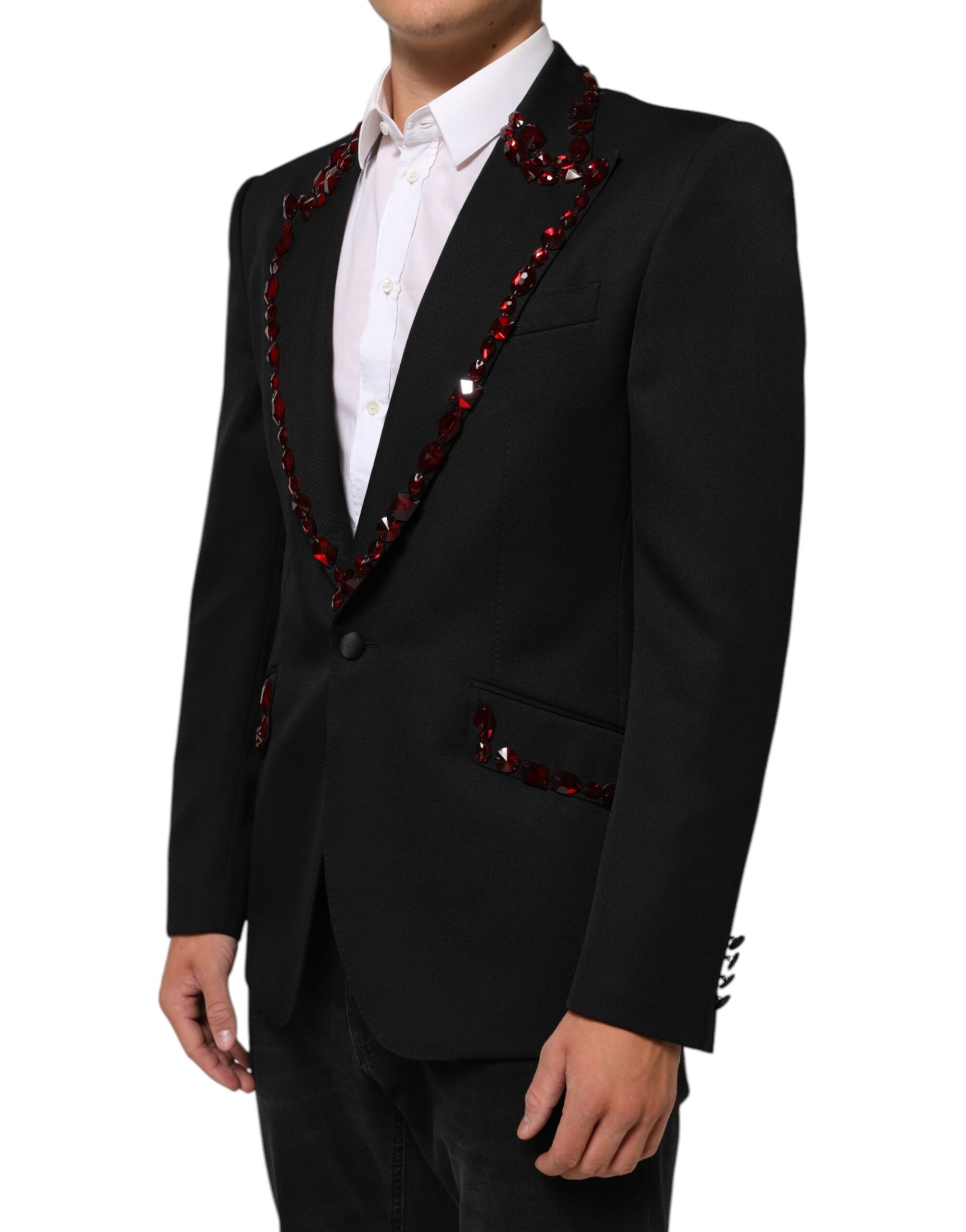Dolce & Gabbana Black SICILIA Crystal Embellished Men Blazer Dolce & Gabbana