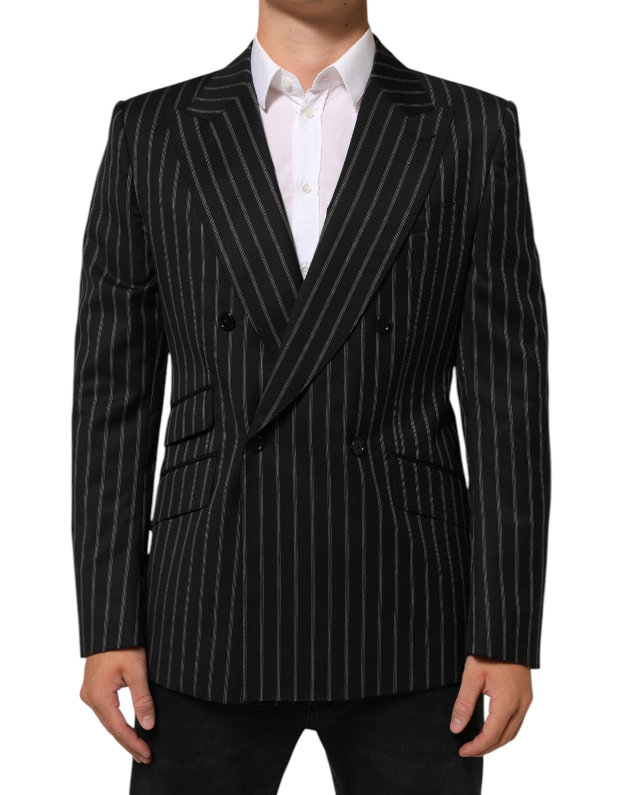 Dolce & Gabbana Black Stripes SICILIA 1 Button Suit Blazer Dolce & Gabbana