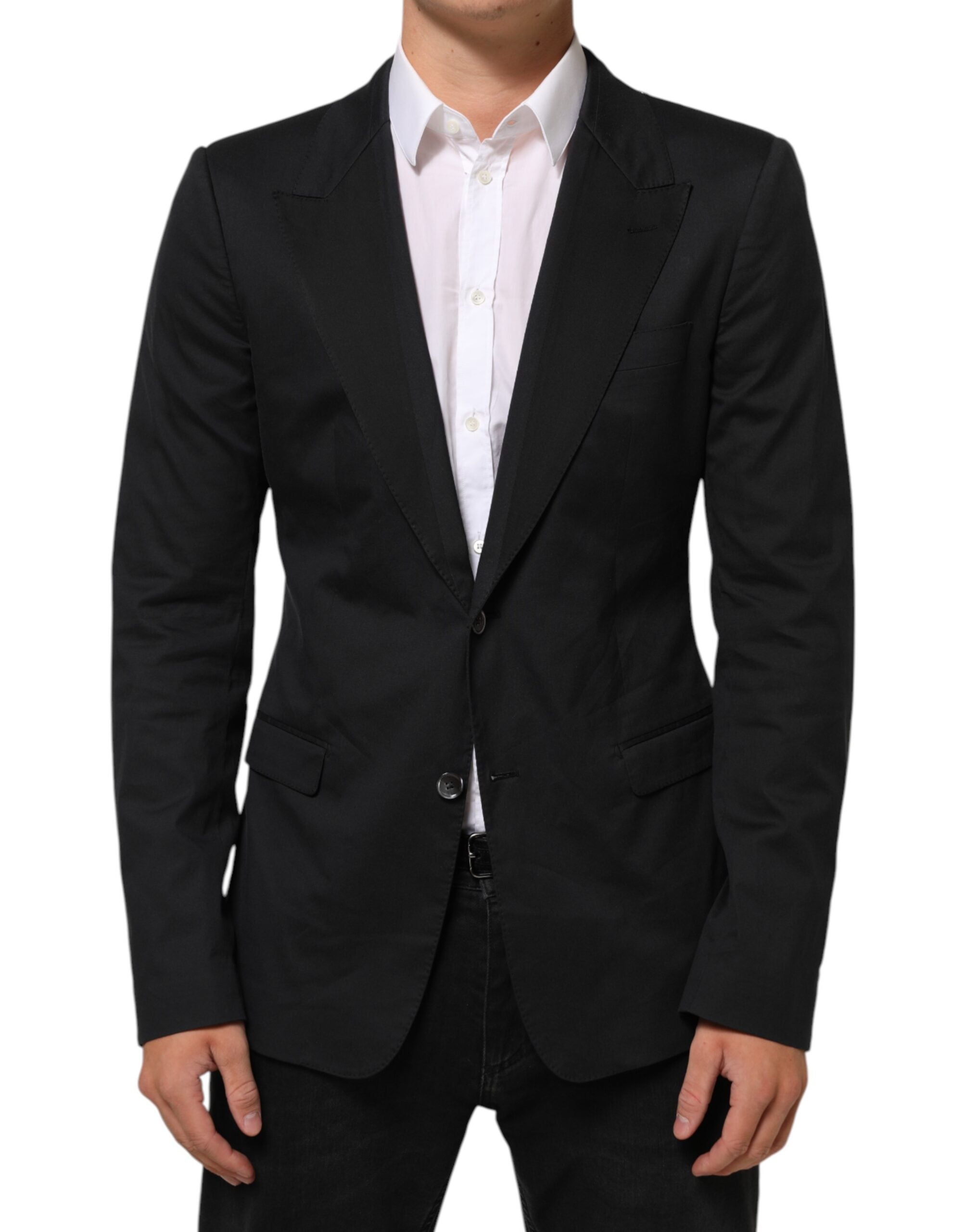Dolce & Gabbana Black Cotton 2 Buttons Suit Jacket Blazer Dolce & Gabbana