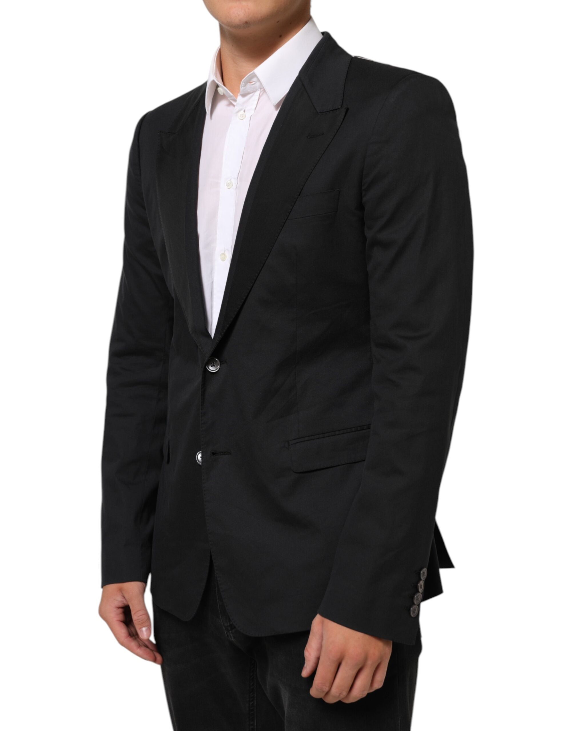 Dolce & Gabbana Black Cotton 2 Buttons Suit Jacket Blazer Dolce & Gabbana