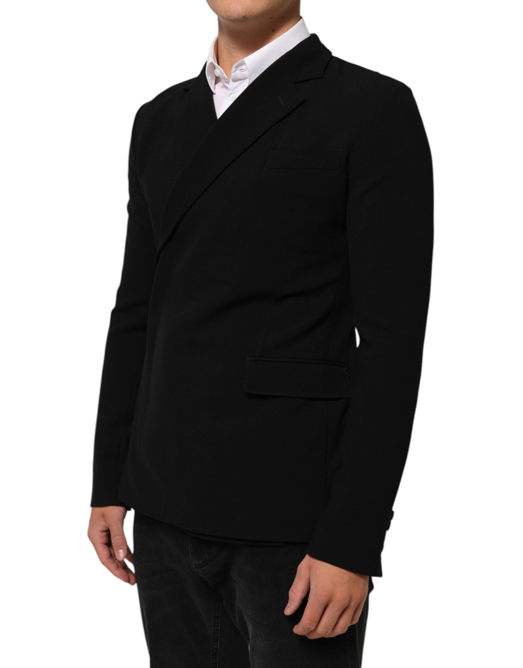 Dolce & Gabbana Black Wool Double Breasted Men Jacket Blazer Dolce & Gabbana