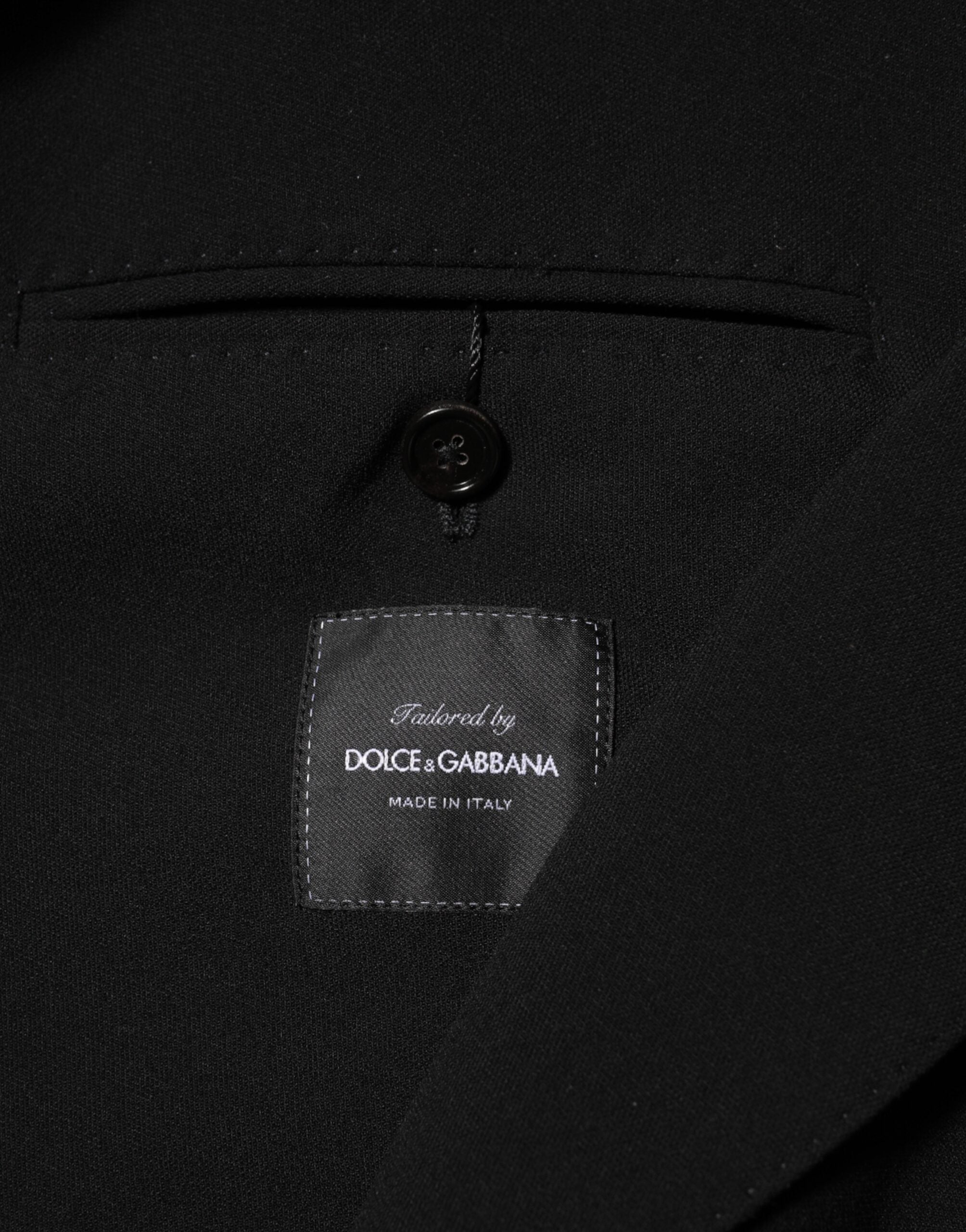 Dolce & Gabbana Black Wool Double Breasted Men Jacket Blazer Dolce & Gabbana