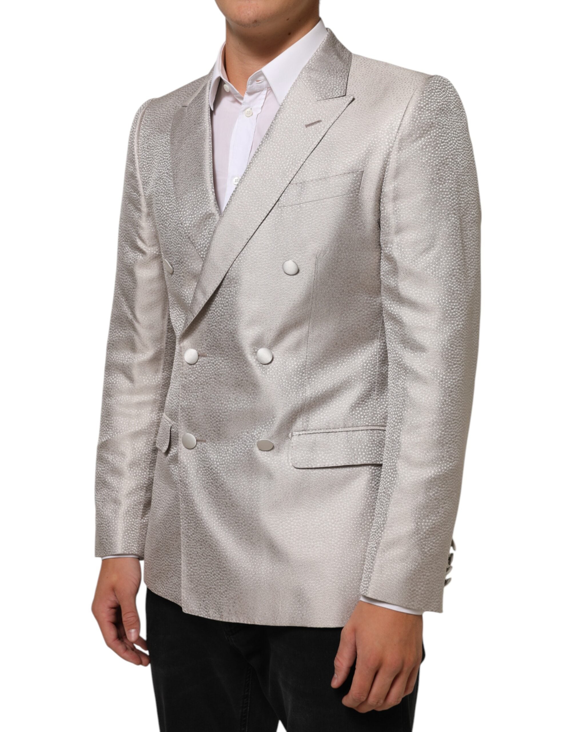 Dolce & Gabbana Beige MARTINI Double-Breasted Suit Blazer Dolce & Gabbana