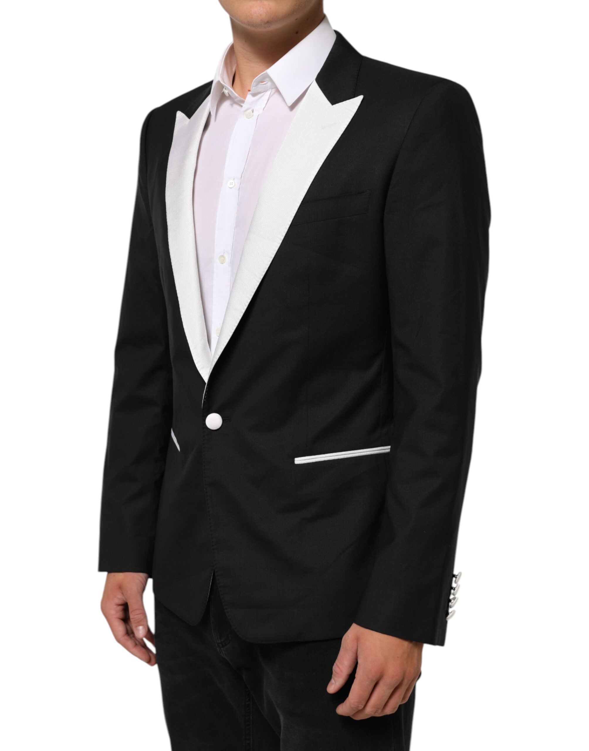 Dolce & Gabbana Black White MARTINI 1 Button Men Suit Blazer Dolce & Gabbana