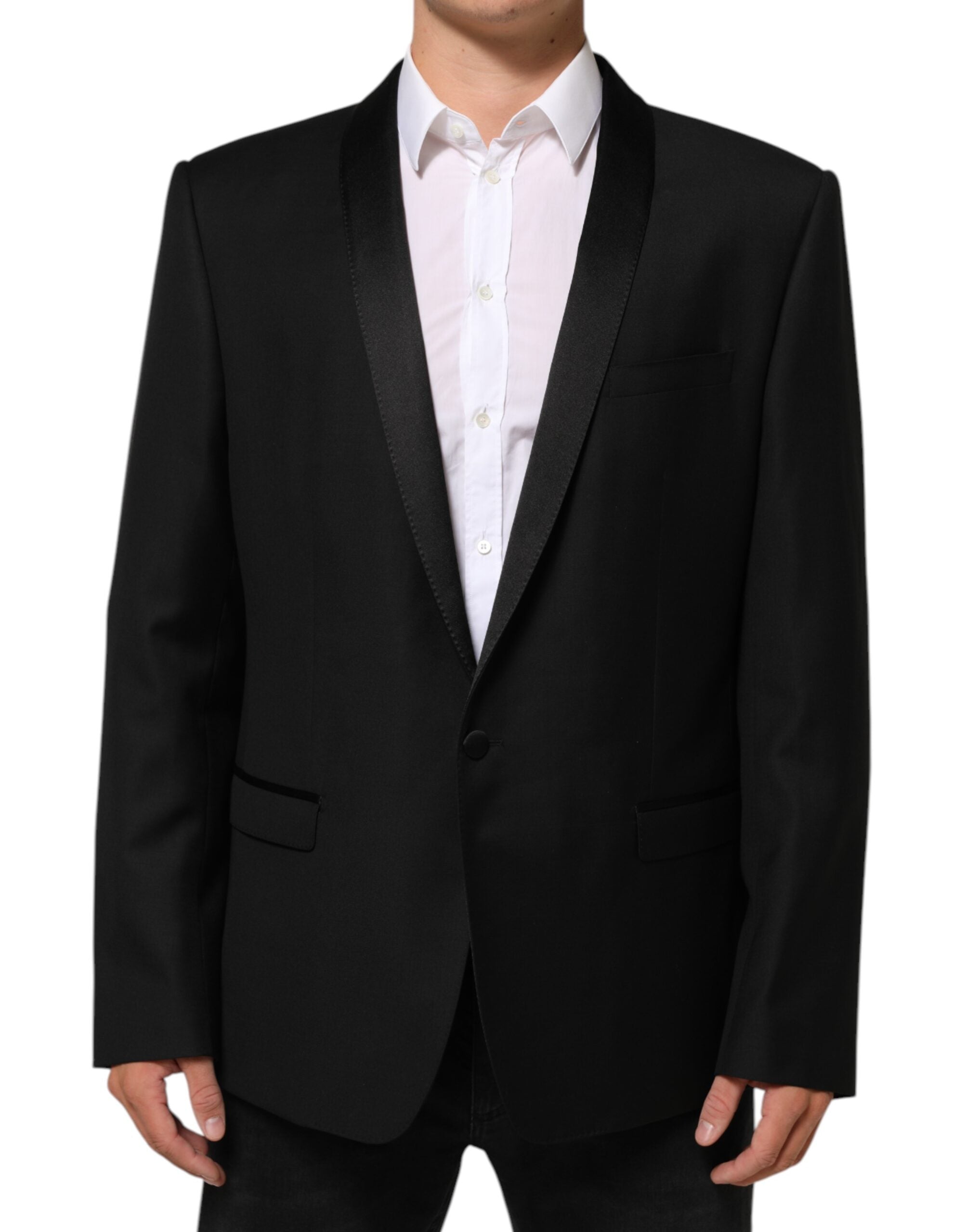 Dolce & Gabbana Black Wool GOLD 1 Button Men Suit Blazer Dolce & Gabbana