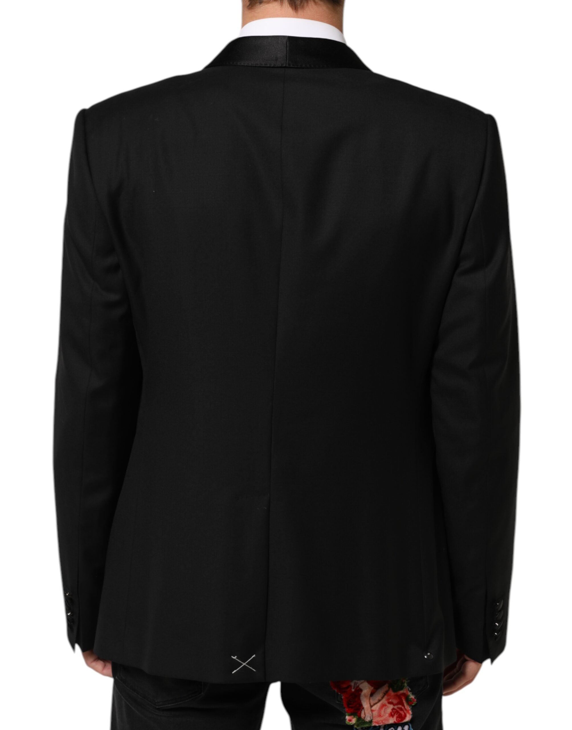 Dolce & Gabbana Black Wool GOLD 1 Button Men Suit Blazer Dolce & Gabbana