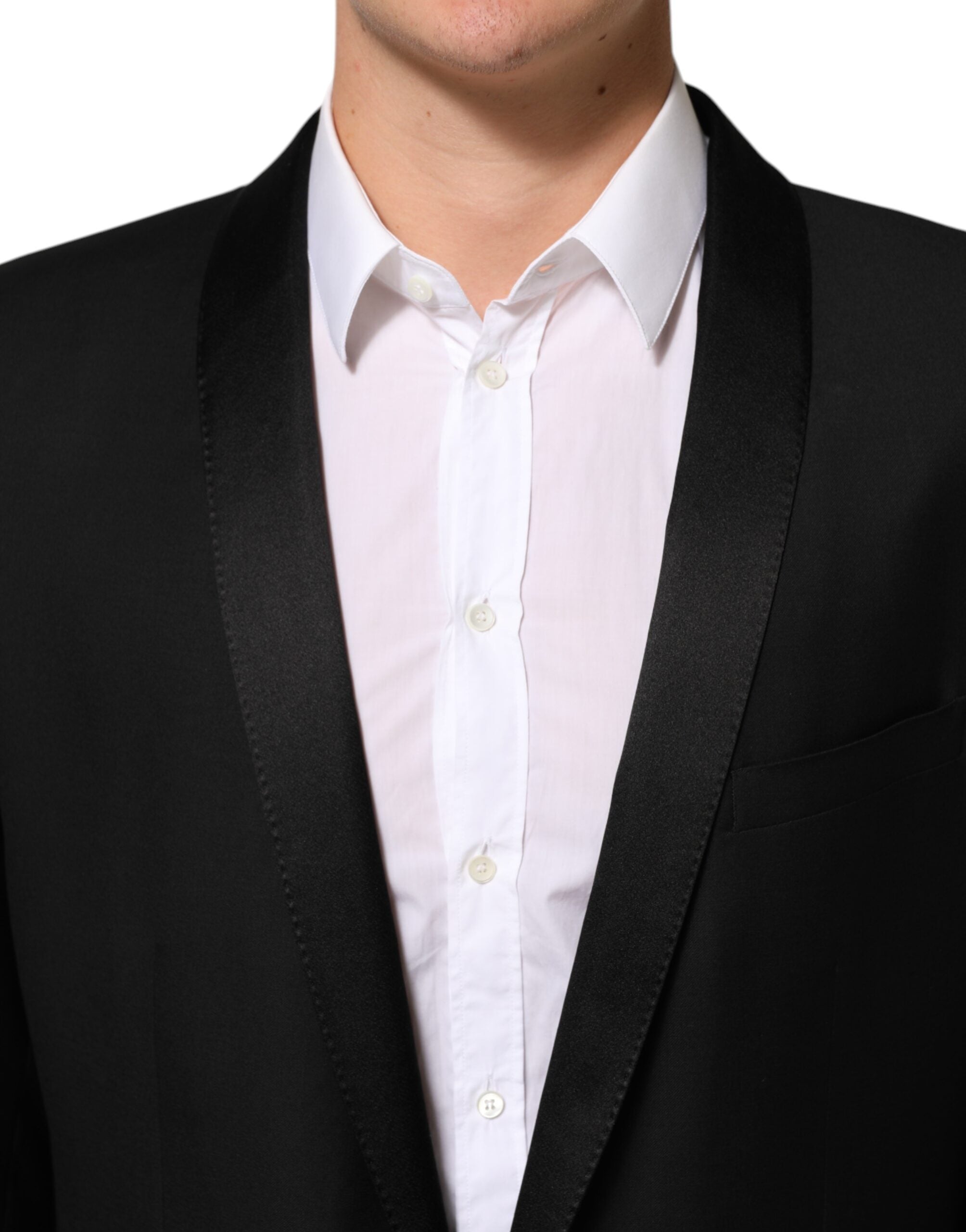 Dolce & Gabbana Black Wool GOLD 1 Button Men Suit Blazer Dolce & Gabbana