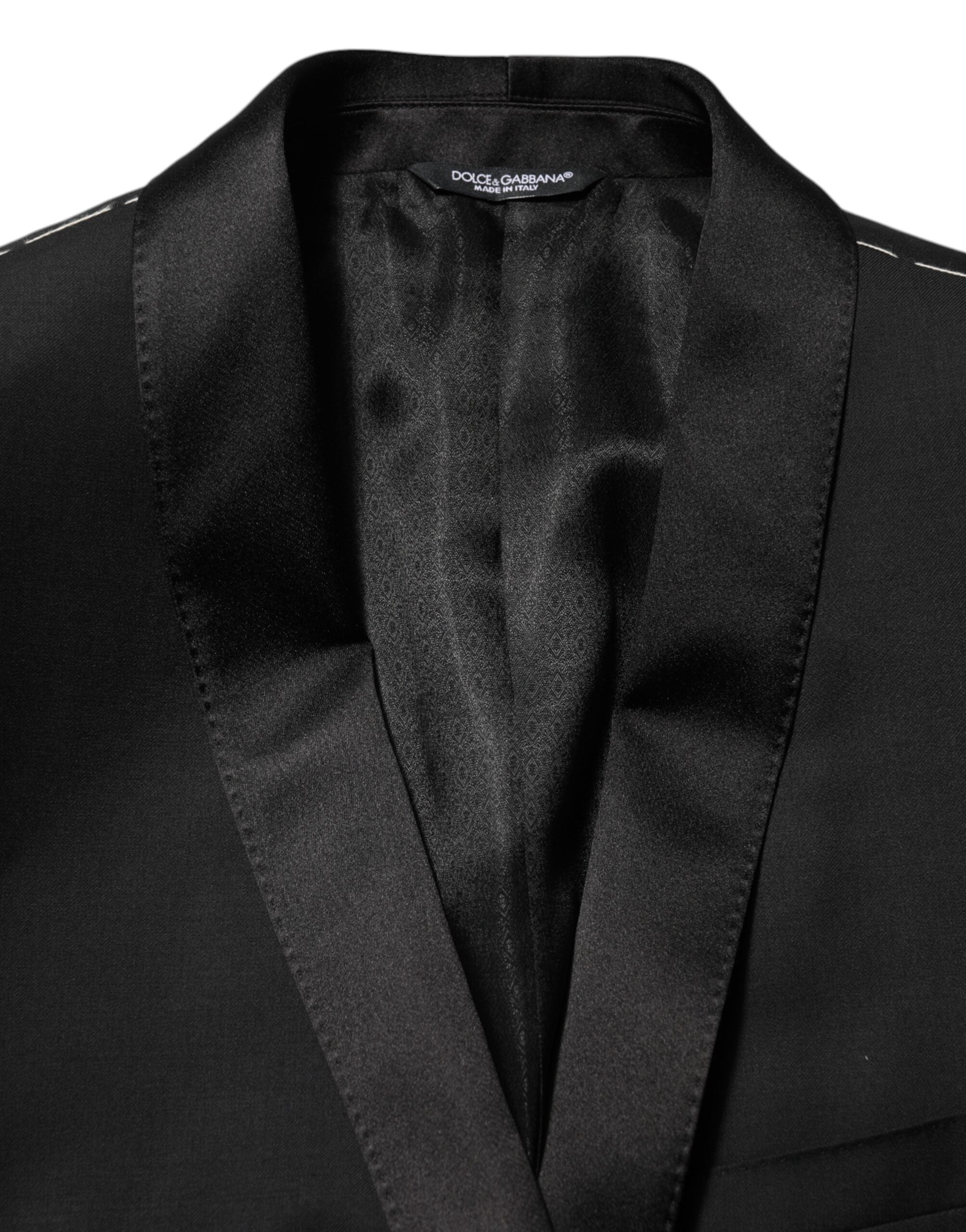 Dolce & Gabbana Black Wool GOLD 1 Button Men Suit Blazer Dolce & Gabbana
